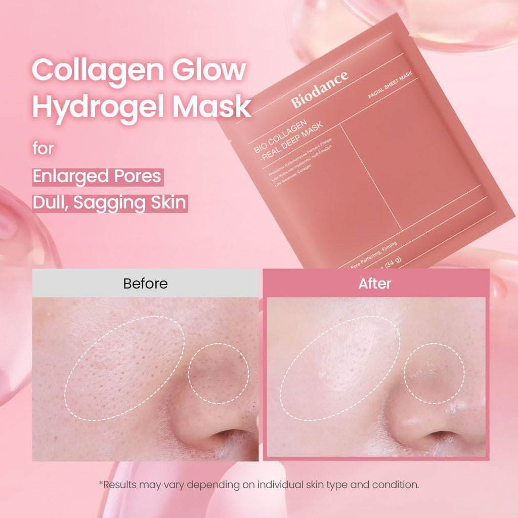 BIODANCE Bio-Collagen Real Deep Mask, Hydrating Overnight Hydrogel Face Mask, Pore Minimizing, Elasticity, Plumping, Travel Essentials & Self Care Gifts for Women, Korean Skin Care | 1.19oz(34g) x 4ea - Jansha Store