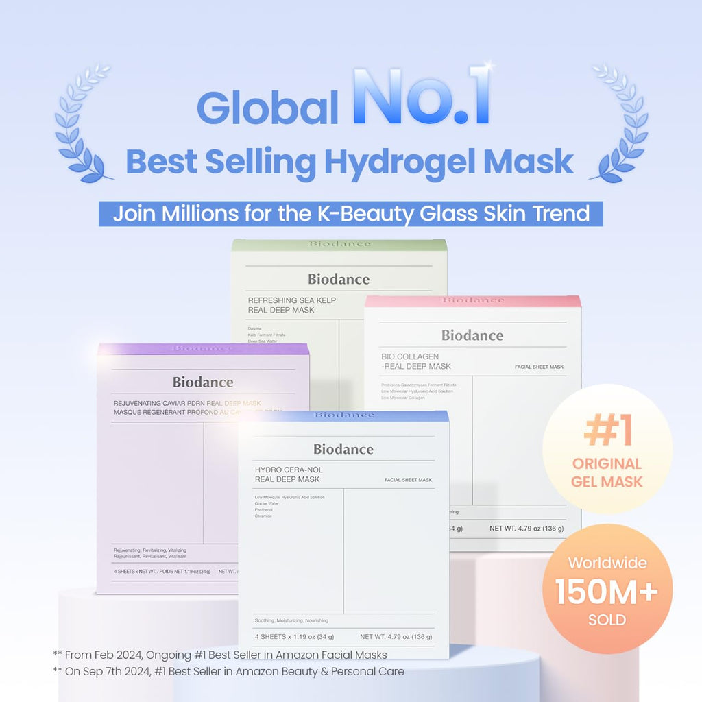 BIODANCE Bio-Collagen Real Deep Mask, Hydrating Overnight Hydrogel Face Mask, Pore Minimizing, Elasticity, Plumping, Travel Essentials & Self Care Gifts for Women, Korean Skin Care | 1.19oz(34g) x 4ea - Jansha Store