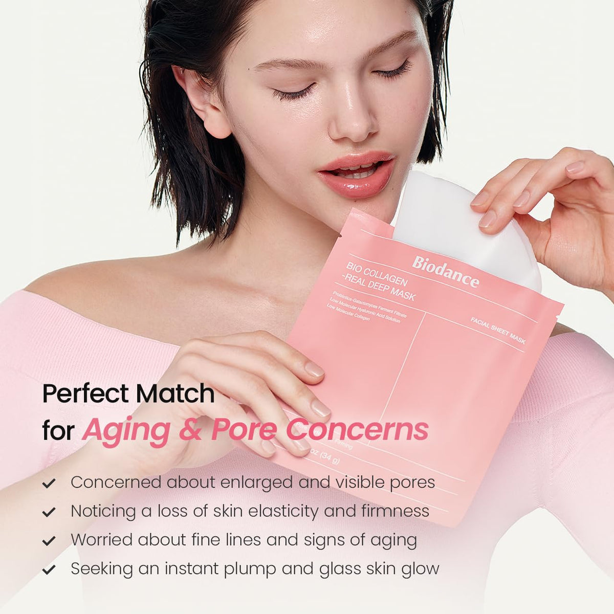 BIODANCE Bio-Collagen Real Deep Mask, Hydrating Overnight Hydrogel Face Mask, Pore Minimizing, Elasticity, Plumping, Travel Essentials & Self Care Gifts for Women, Korean Skin Care | 1.19oz(34g) x 4ea - Jansha Store