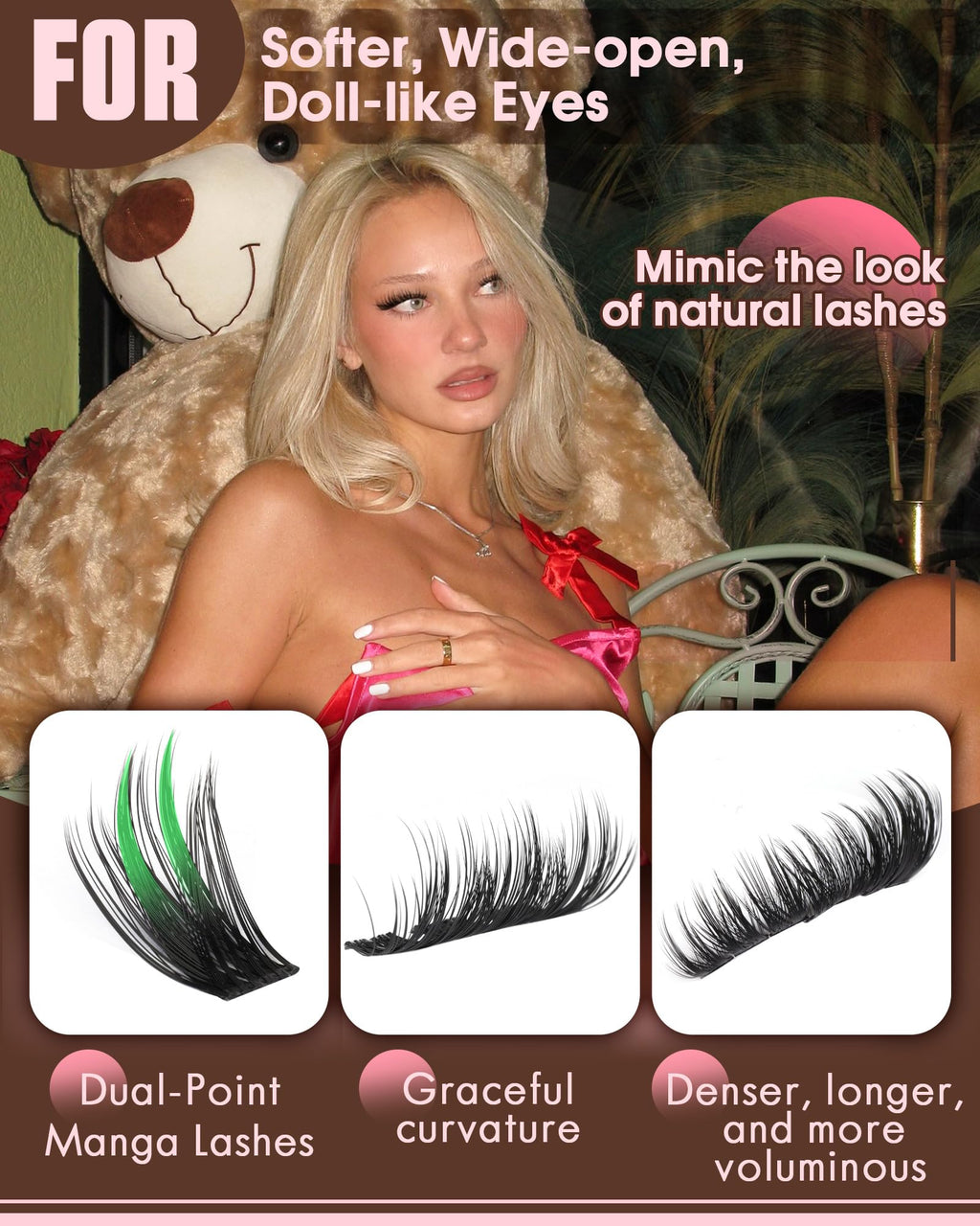 Brown Lash Clusters Natural For Soft Glam 300Pcs Wispy Lashes Cluster Eyelash Cluster Extensions C Curve Individual Lashes DIY Lash Extension Waterproof & Long - Lasting (10-16mm) - Jansha Store