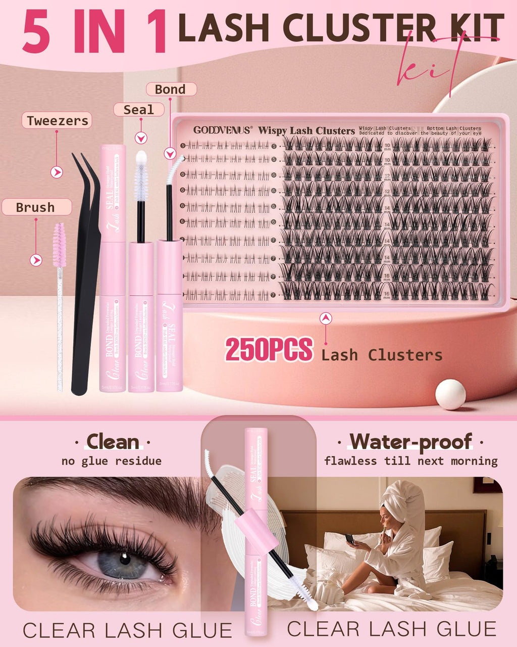 Brown Lash Clusters Natural For Soft Glam 300Pcs Wispy Lashes Cluster Eyelash Cluster Extensions C Curve Individual Lashes DIY Lash Extension Waterproof & Long - Lasting (10-16mm) - Jansha Store