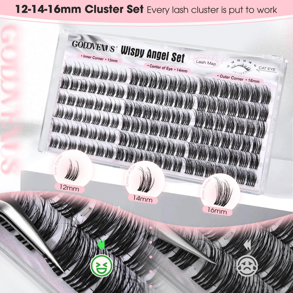 Brown Lash Clusters Natural For Soft Glam 300Pcs Wispy Lashes Cluster Eyelash Cluster Extensions C Curve Individual Lashes DIY Lash Extension Waterproof & Long - Lasting (10-16mm) - Jansha Store