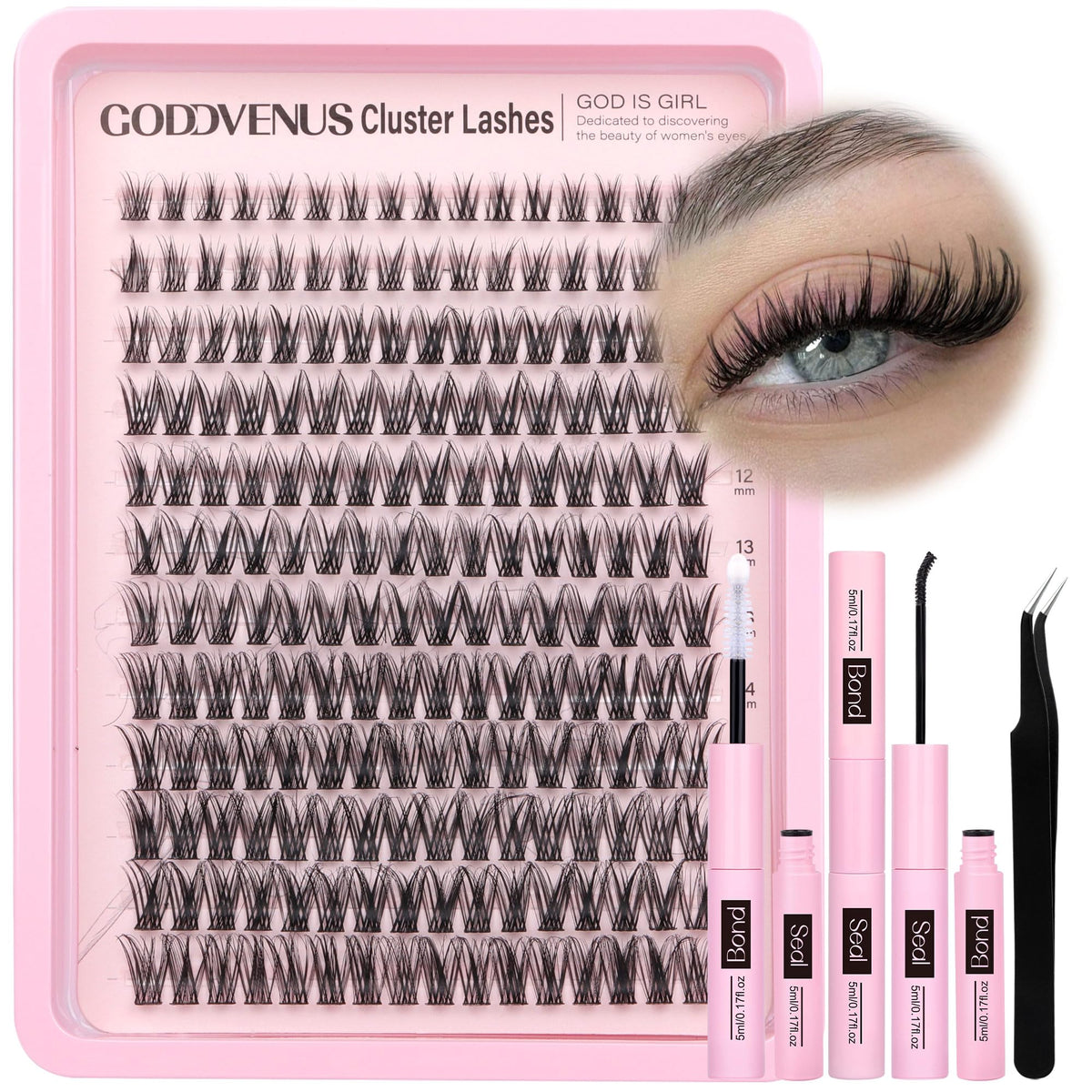 Brown Lash Clusters Natural For Soft Glam 300Pcs Wispy Lashes Cluster Eyelash Cluster Extensions C Curve Individual Lashes DIY Lash Extension Waterproof & Long - Lasting (10-16mm) - Jansha Store