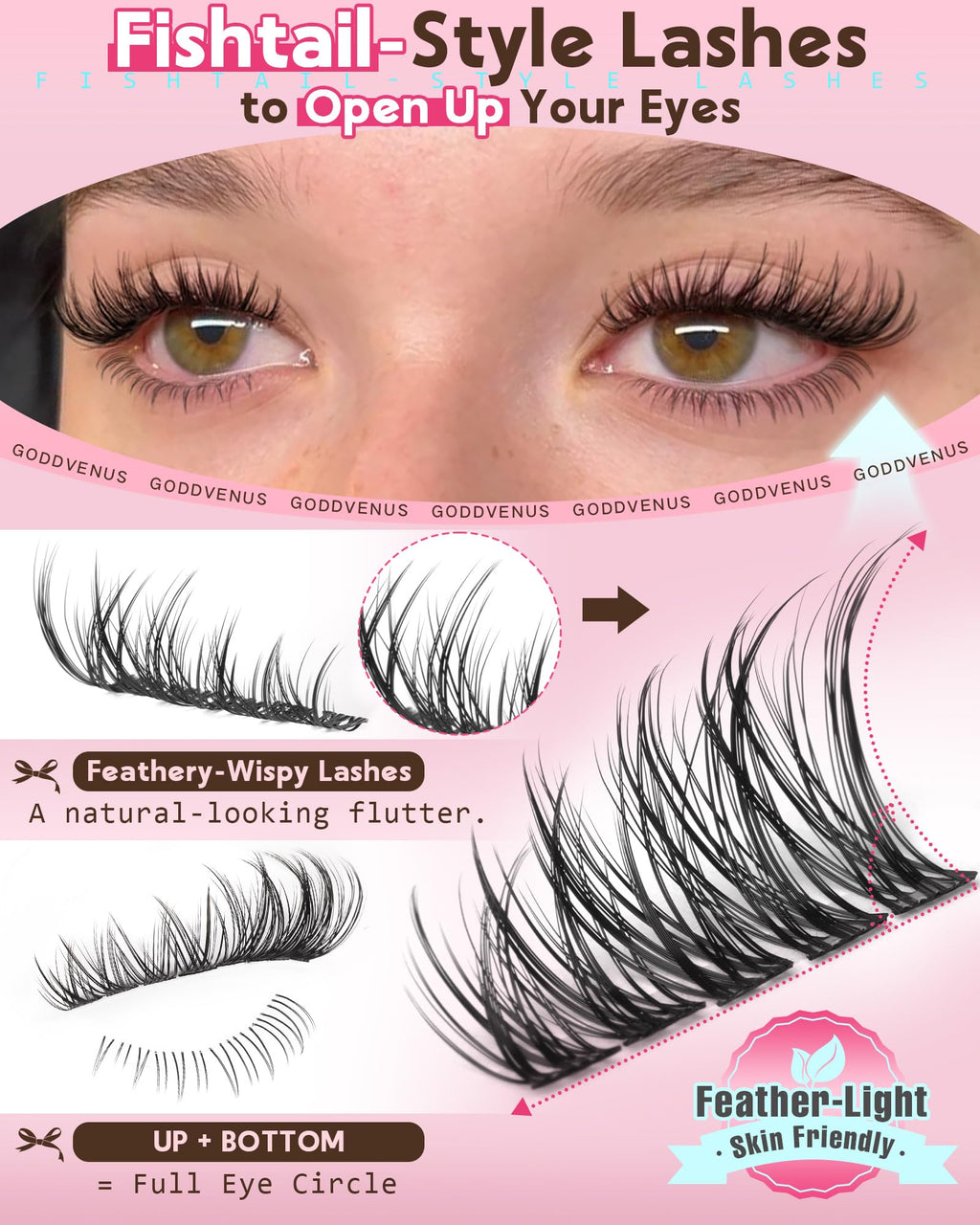 Brown Lash Clusters Natural For Soft Glam 300Pcs Wispy Lashes Cluster Eyelash Cluster Extensions C Curve Individual Lashes DIY Lash Extension Waterproof & Long - Lasting (10-16mm) - Jansha Store