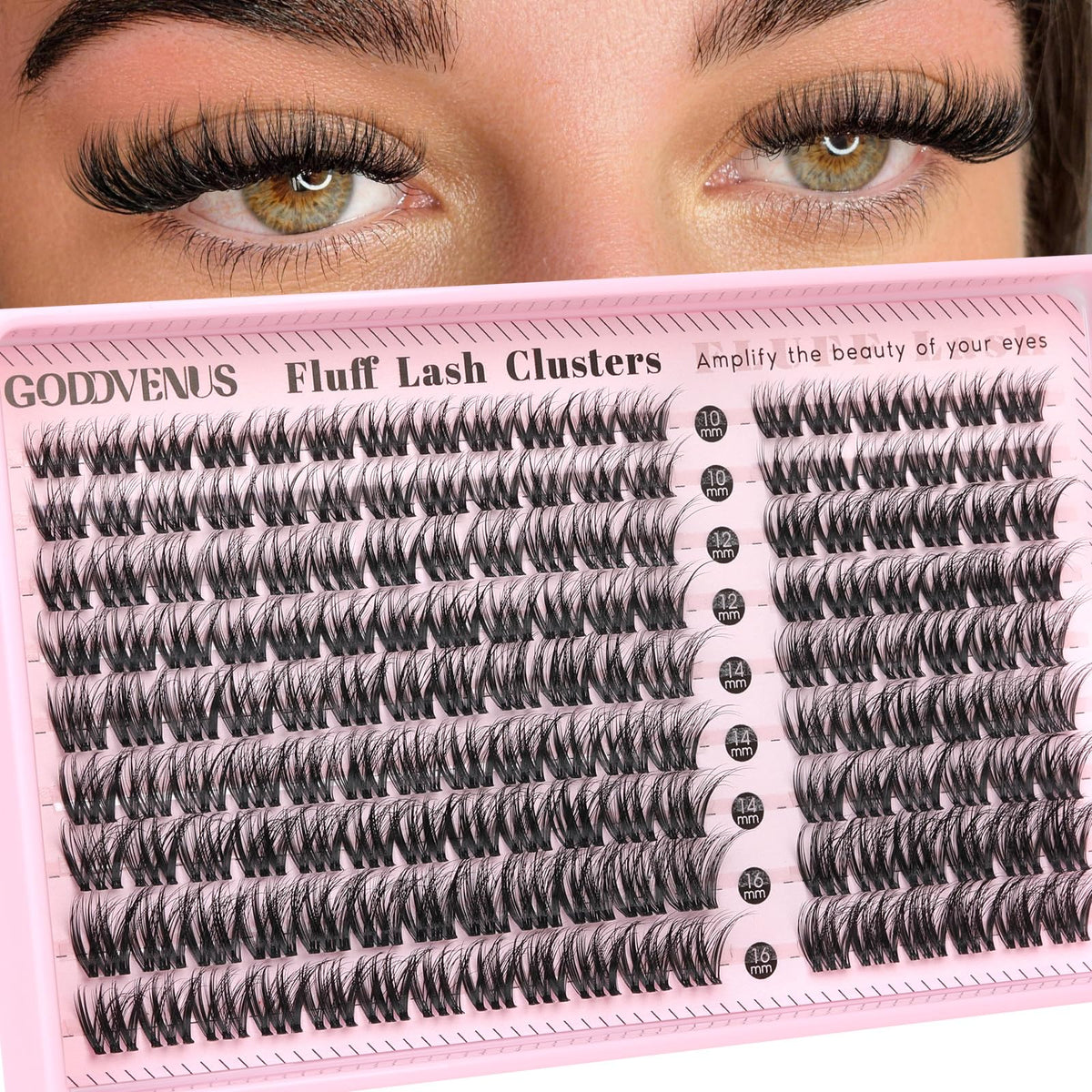 Brown Lash Clusters Natural For Soft Glam 300Pcs Wispy Lashes Cluster Eyelash Cluster Extensions C Curve Individual Lashes DIY Lash Extension Waterproof & Long - Lasting (10-16mm) - Jansha Store