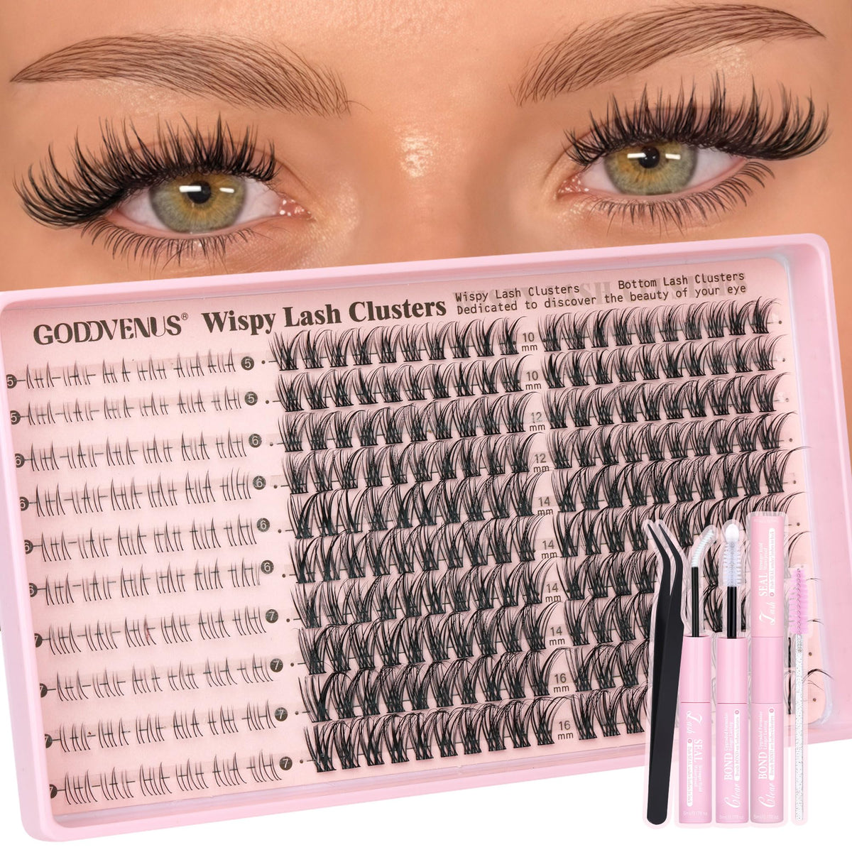 Brown Lash Clusters Natural For Soft Glam 300Pcs Wispy Lashes Cluster Eyelash Cluster Extensions C Curve Individual Lashes DIY Lash Extension Waterproof & Long - Lasting (10-16mm) - Jansha Store