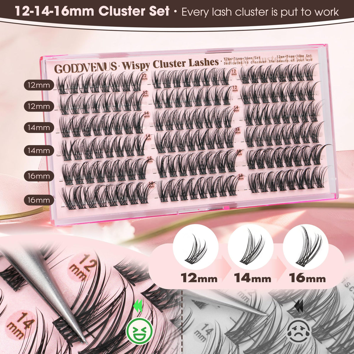 Brown Lash Clusters Natural For Soft Glam 300Pcs Wispy Lashes Cluster Eyelash Cluster Extensions C Curve Individual Lashes DIY Lash Extension Waterproof & Long - Lasting (10-16mm) - Jansha Store