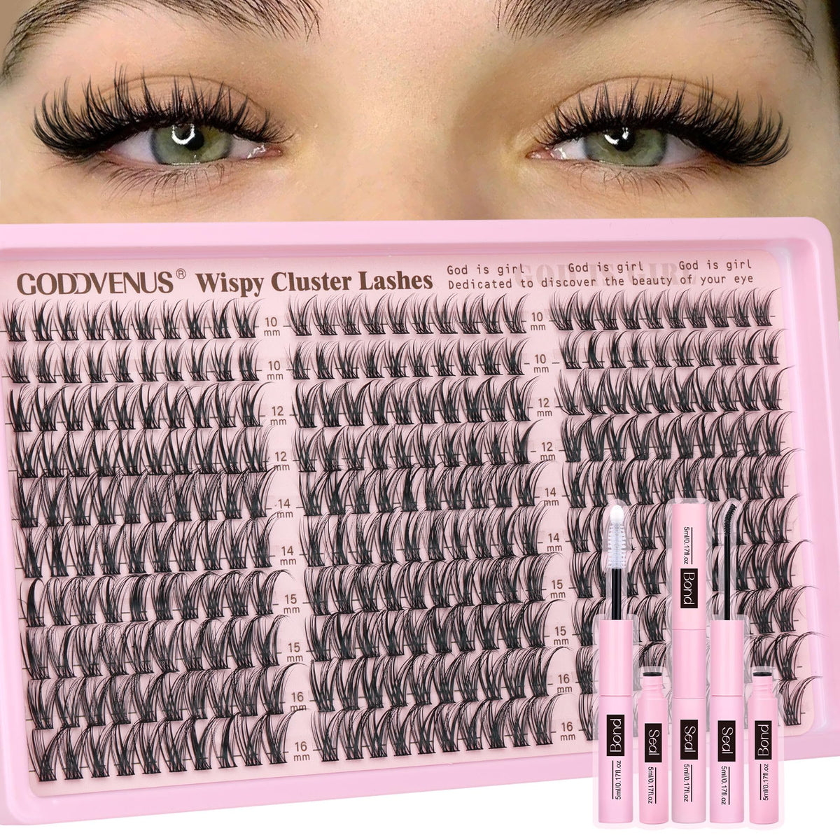 Brown Lash Clusters Natural For Soft Glam 300Pcs Wispy Lashes Cluster Eyelash Cluster Extensions C Curve Individual Lashes DIY Lash Extension Waterproof & Long - Lasting (10-16mm) - Jansha Store