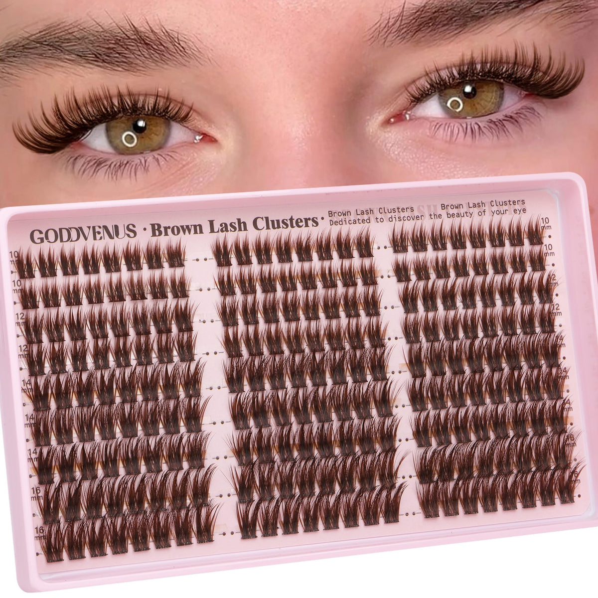 Brown Lash Clusters Natural For Soft Glam 300Pcs Wispy Lashes Cluster Eyelash Cluster Extensions C Curve Individual Lashes DIY Lash Extension Waterproof & Long - Lasting (10-16mm) - Jansha Store