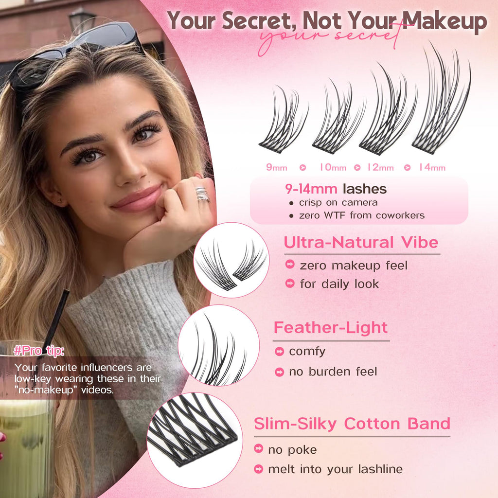 Brown Lash Clusters Natural For Soft Glam 300Pcs Wispy Lashes Cluster Eyelash Cluster Extensions C Curve Individual Lashes DIY Lash Extension Waterproof & Long - Lasting (10-16mm) - Jansha Store