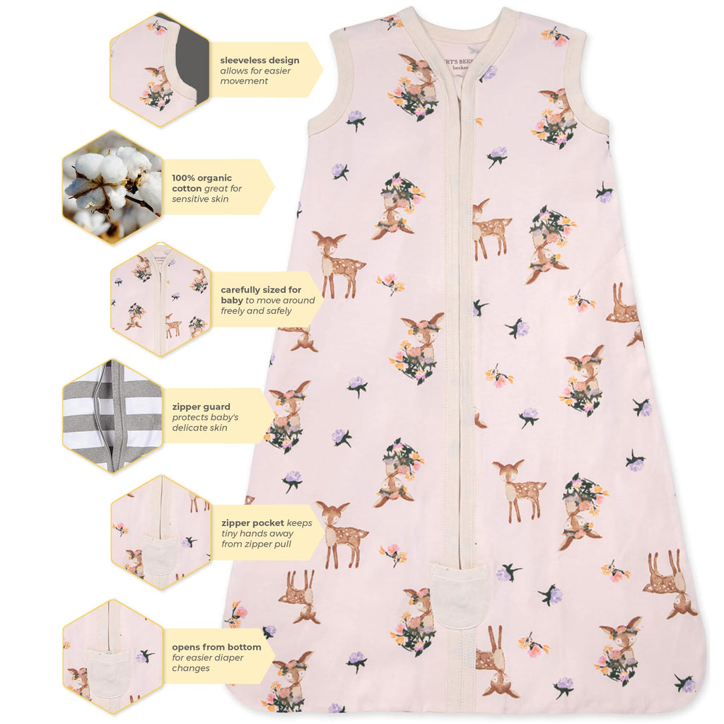 Burt's Bees Baby Infant Wearable Blanket, Organic Cotton Unisex Beekeeper - Light Weight 0.5 TOG or Medium Weight 1.5 TOG - Jansha Store