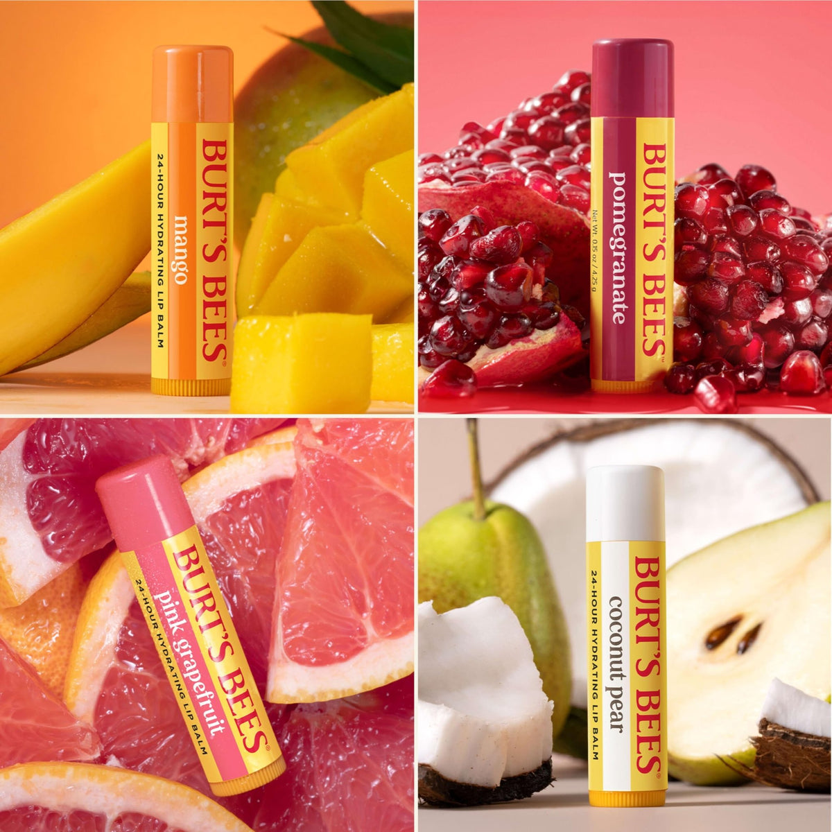 Burt's Bees Lip Balm, Pomegranate, 0.15 oz., 4 Tubes - Jansha Store
