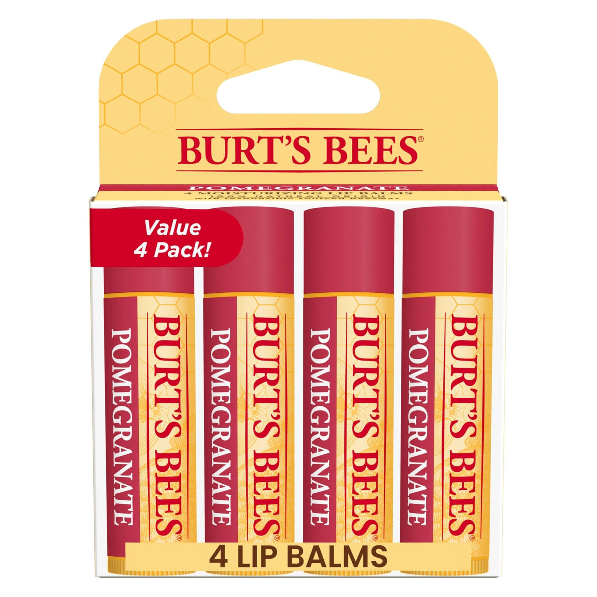 Burt's Bees Lip Balm, Pomegranate, 0.15 oz., 4 Tubes - Jansha Store