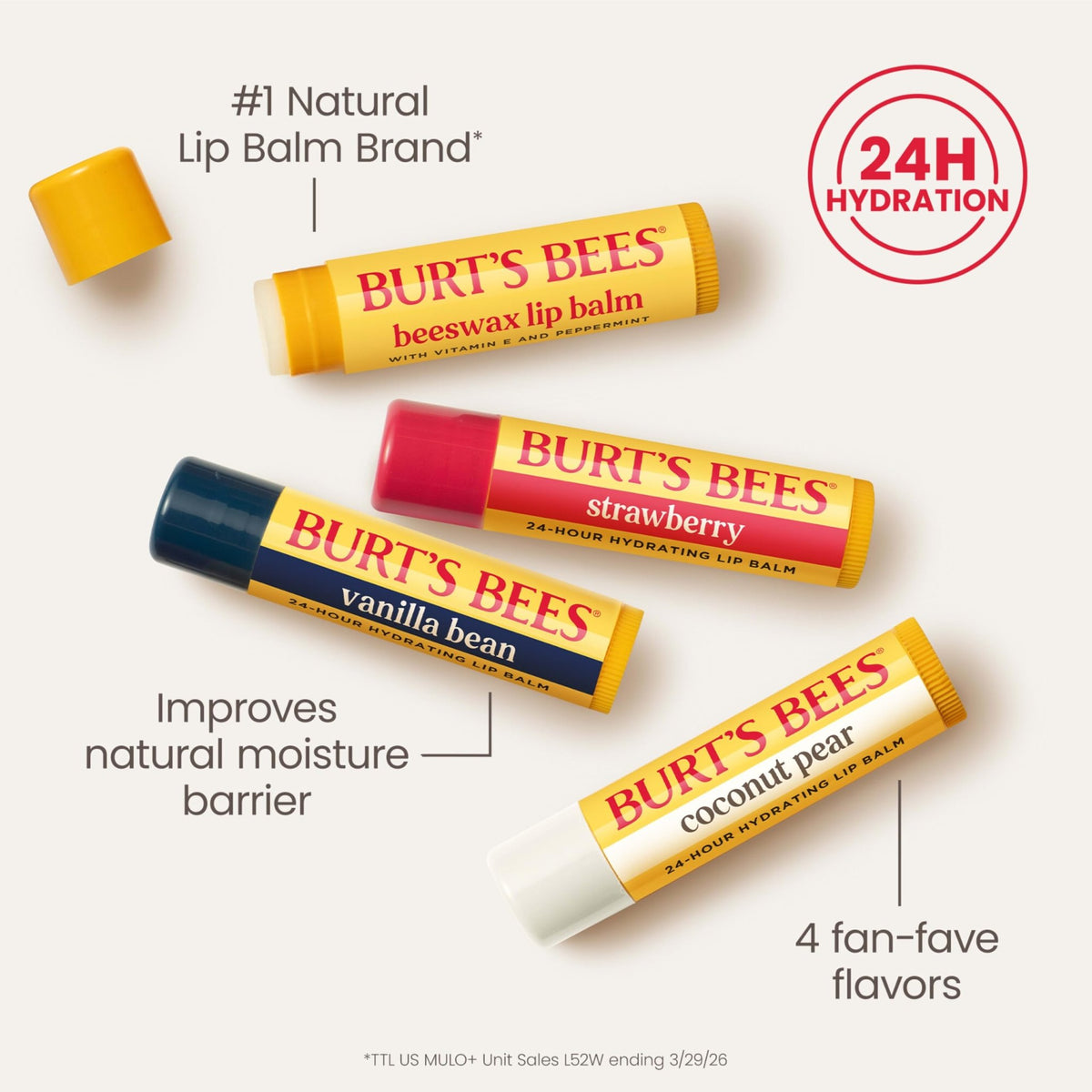 Burt's Bees Lip Balm, Pomegranate, 0.15 oz., 4 Tubes - Jansha Store