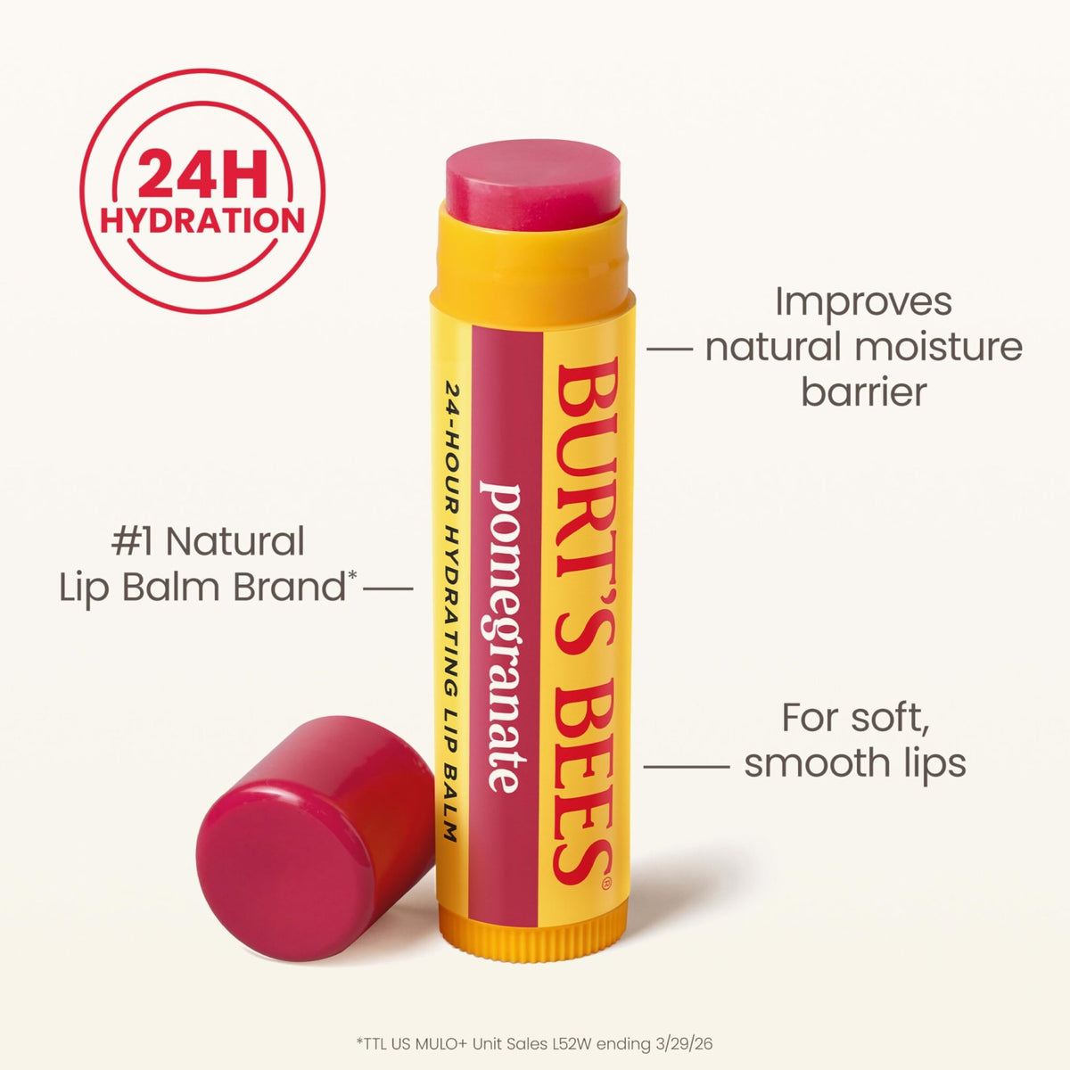 Burt's Bees Lip Balm, Pomegranate, 0.15 oz., 4 Tubes - Jansha Store