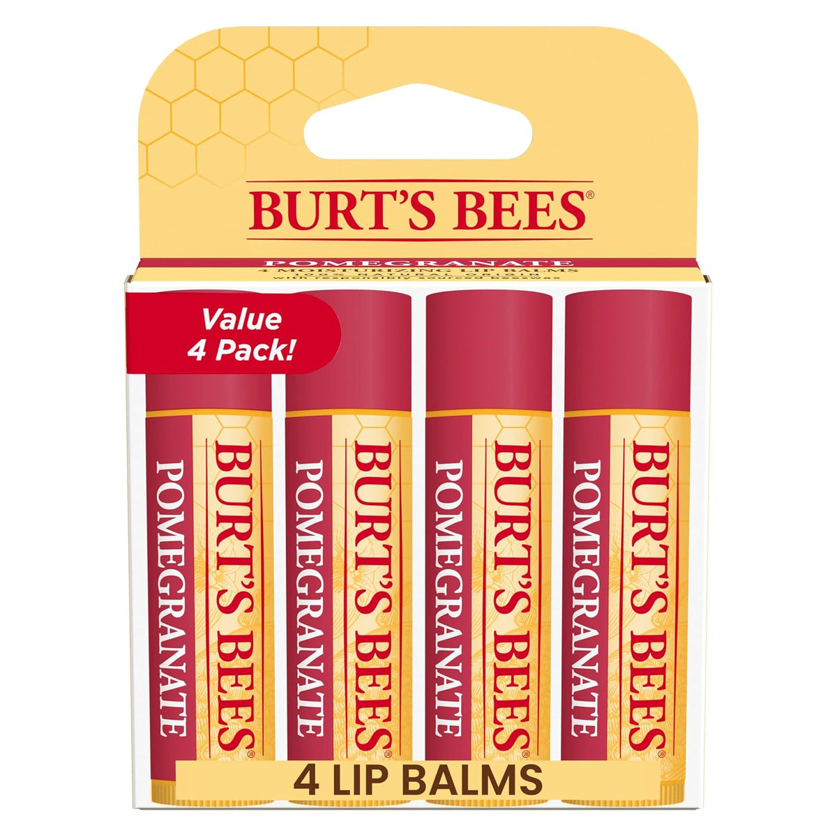 Burt's Bees Lip Balm, Pomegranate, 0.15 oz., 4 Tubes - Jansha Store