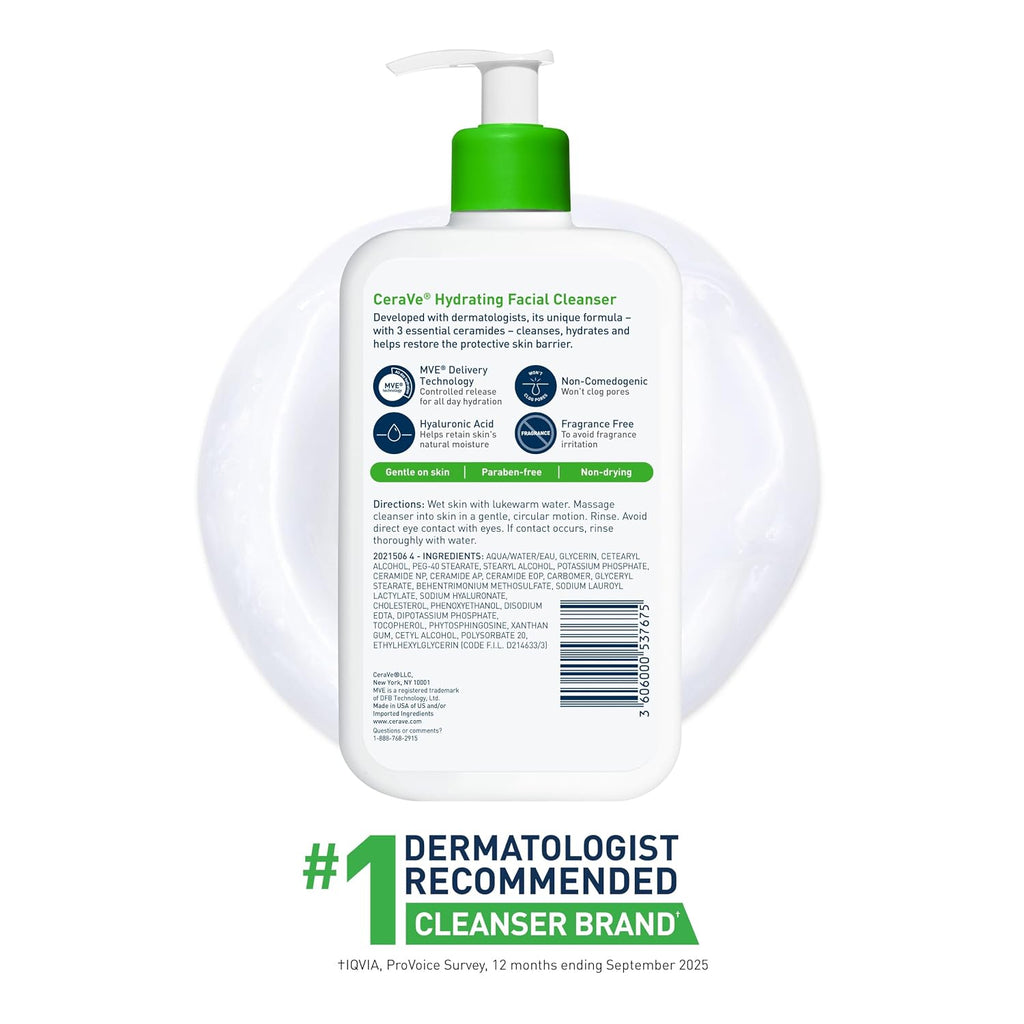 CeraVe Hydrating Cleanser with Hyaluronic Acid, Gentle Face Cleanser,16oz - Jansha Store