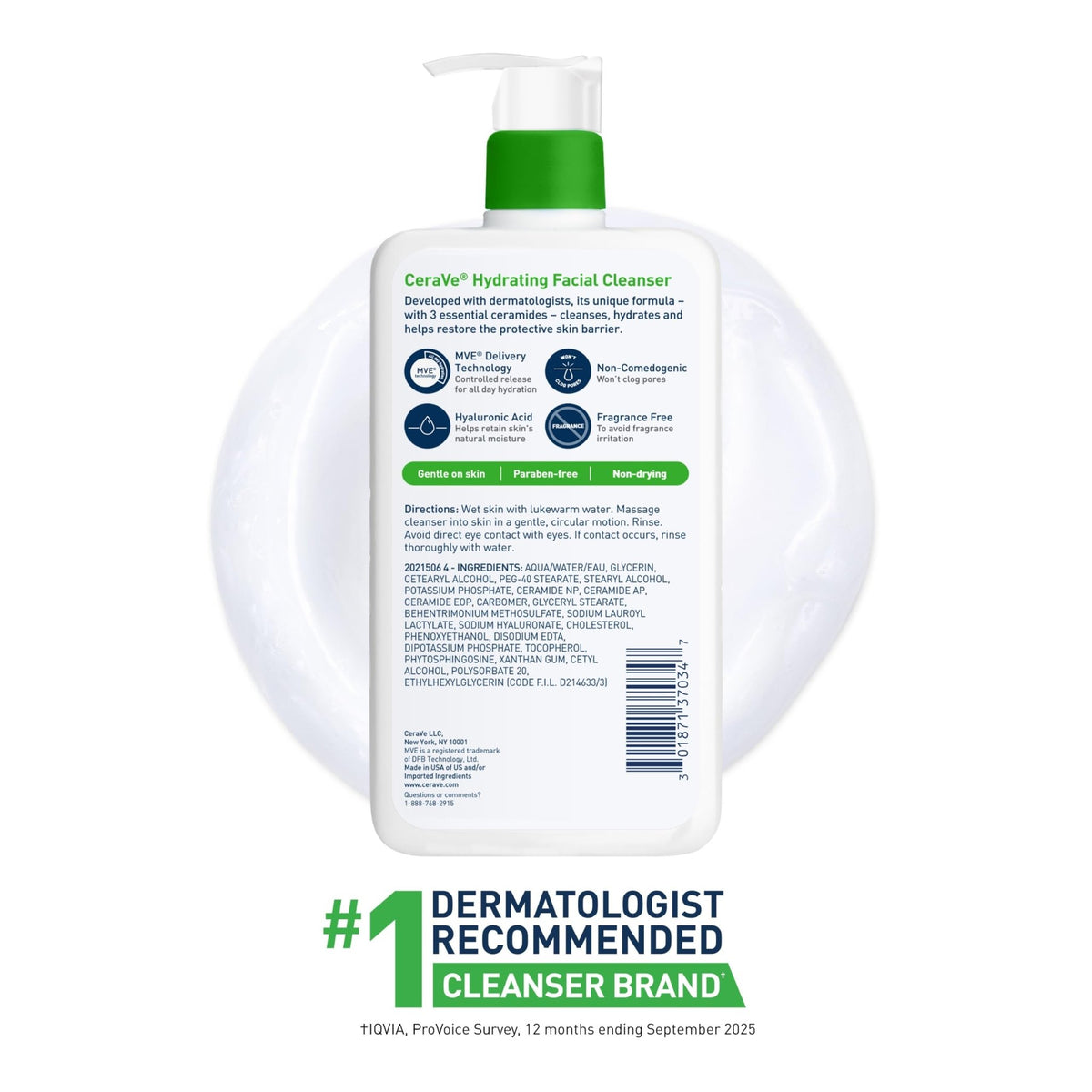 CeraVe Hydrating Cleanser with Hyaluronic Acid, Gentle Face Cleanser,16oz - Jansha Store