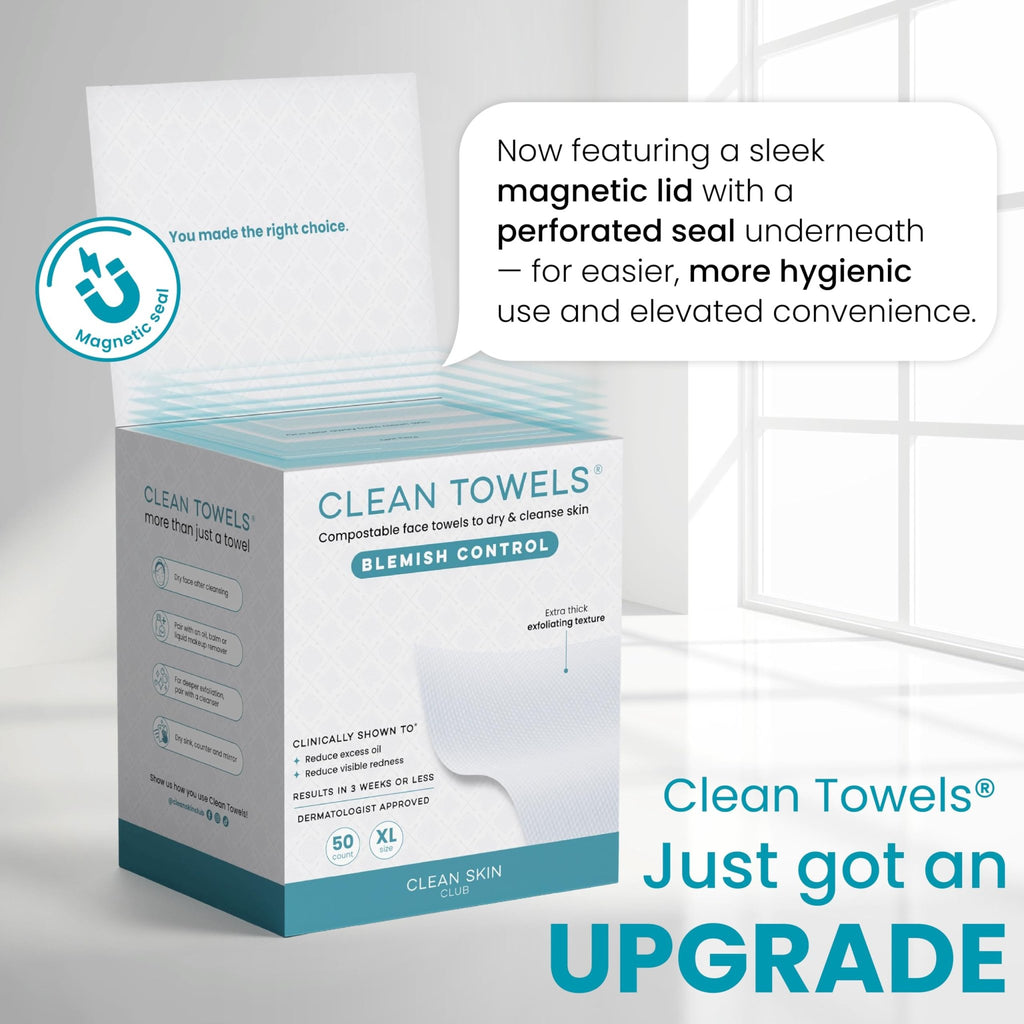 Clean Skin Club Clean Towels XL® Original 50 Ct + Healthy Aging 10ct Travel Pack Duo, 100% USDA Biobased Disposable Face Towels, Makeup Remover Dry Wipes, Ultra Soft, Smooths Fine Lines & Wrinkles - Jansha Store
