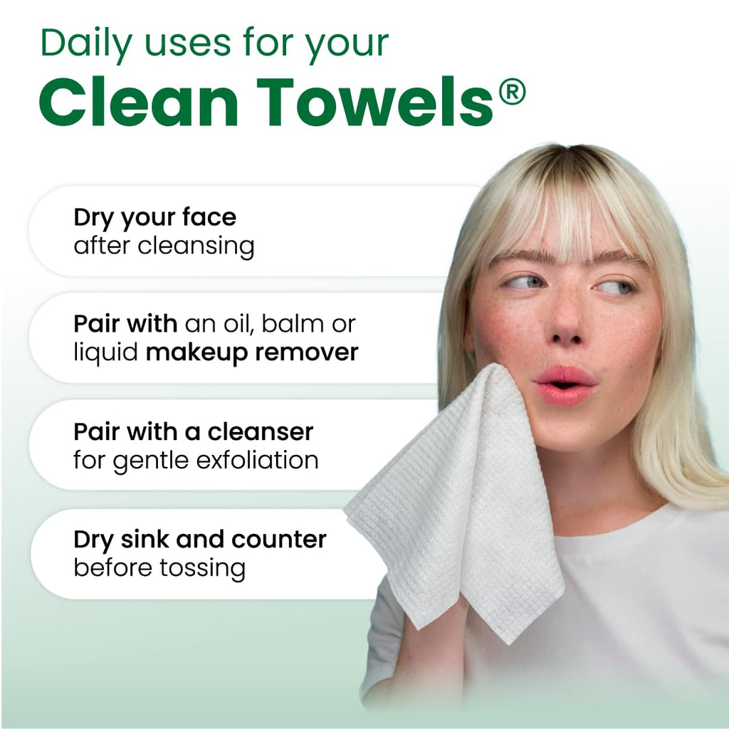 Clean Skin Club Clean Towels XL® Original 50 Ct + Healthy Aging 10ct Travel Pack Duo, 100% USDA Biobased Disposable Face Towels, Makeup Remover Dry Wipes, Ultra Soft, Smooths Fine Lines & Wrinkles - Jansha Store