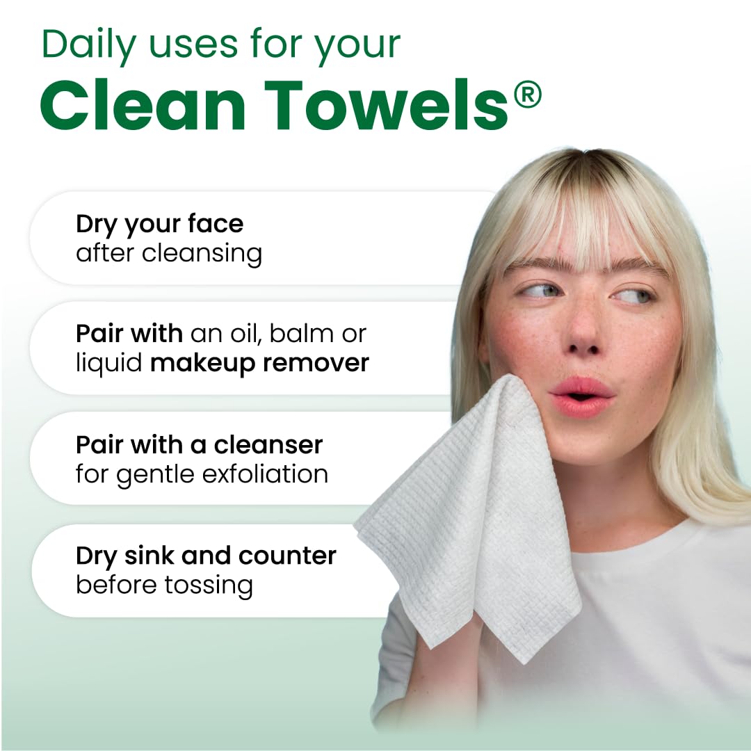 Clean Skin Club Clean Towels XL® Original 50 Ct + Healthy Aging 10ct Travel Pack Duo, 100% USDA Biobased Disposable Face Towels, Makeup Remover Dry Wipes, Ultra Soft, Smooths Fine Lines & Wrinkles - Jansha Store