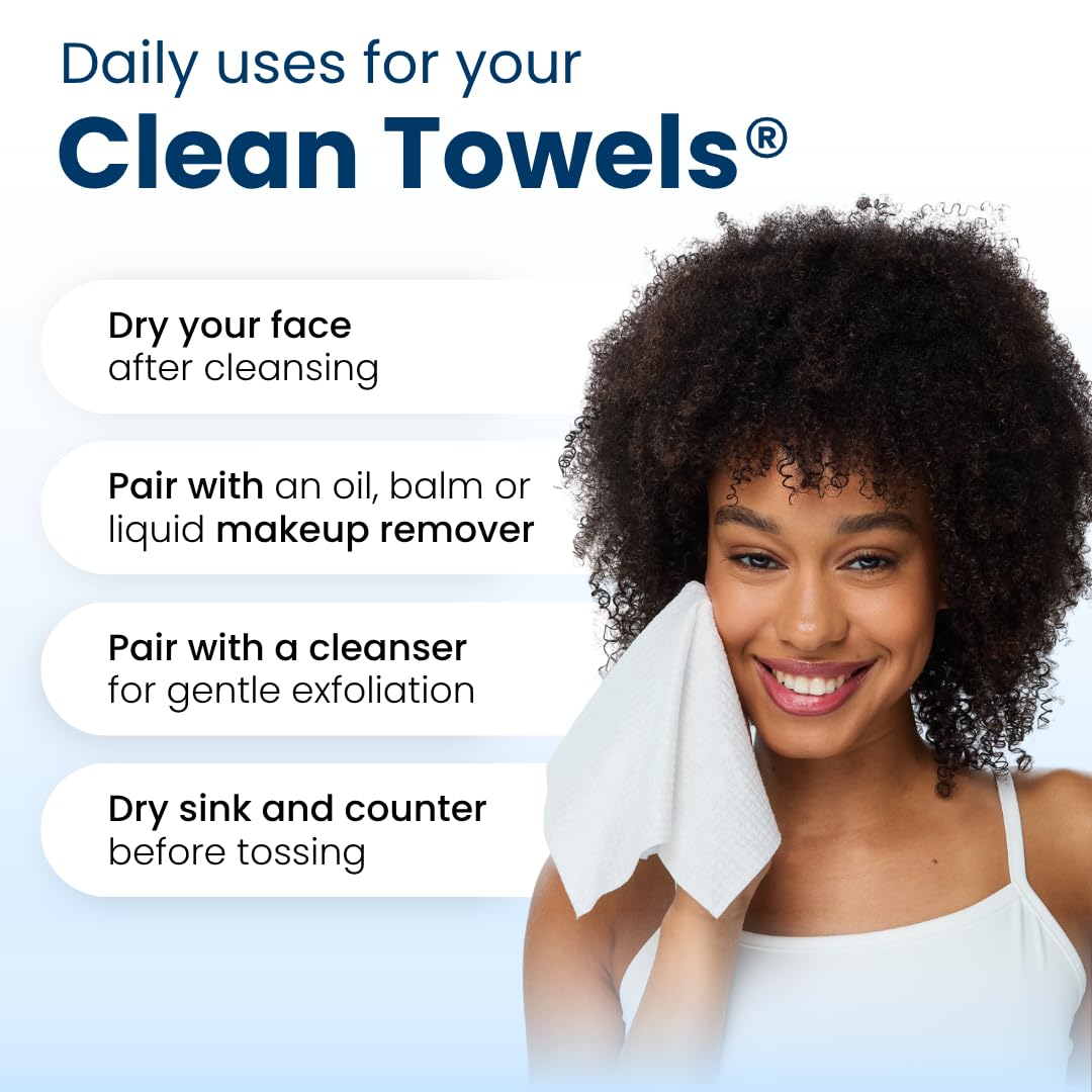 Clean Skin Club Clean Towels XL® Original 50 Ct + Healthy Aging 10ct Travel Pack Duo, 100% USDA Biobased Disposable Face Towels, Makeup Remover Dry Wipes, Ultra Soft, Smooths Fine Lines & Wrinkles - Jansha Store