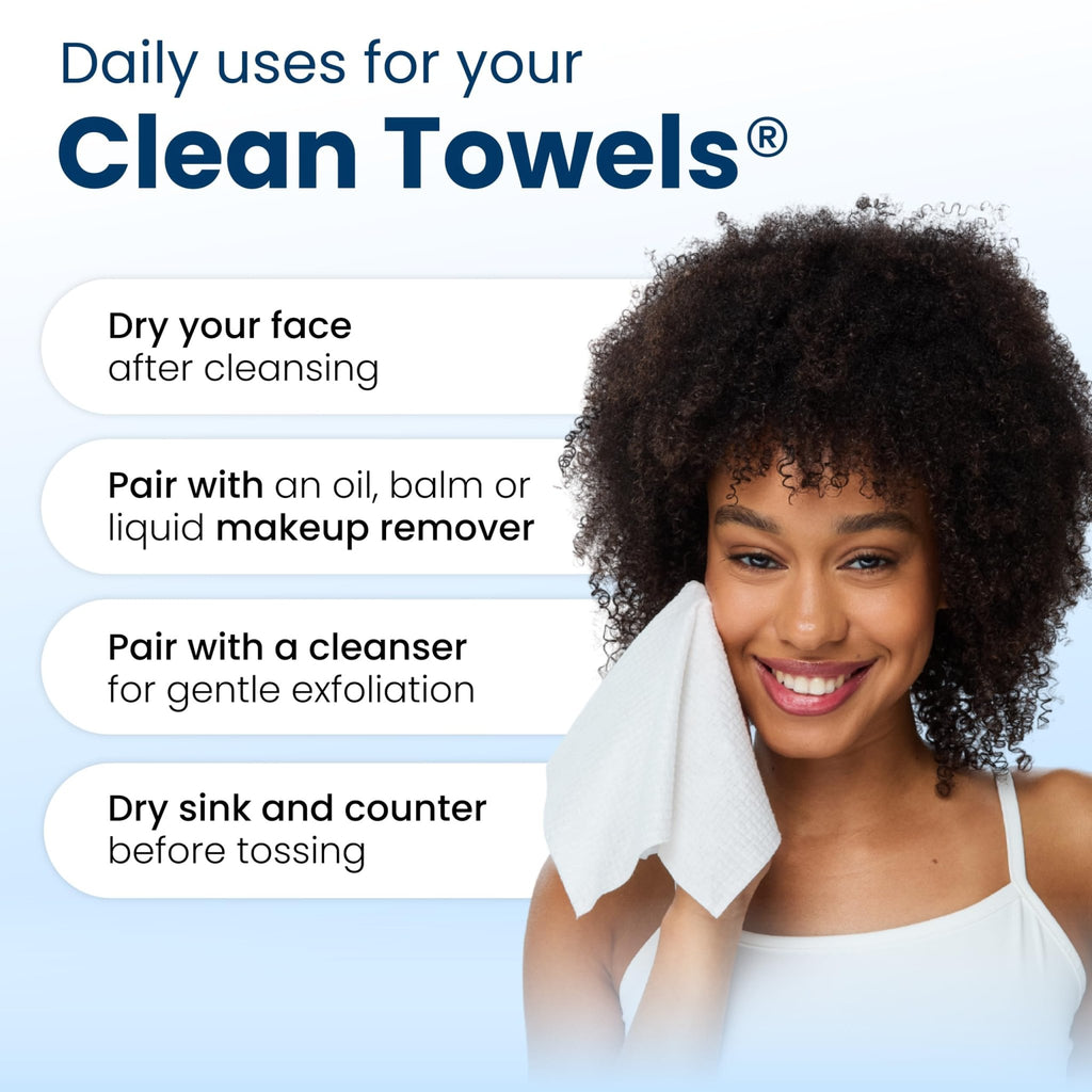 Clean Skin Club Clean Towels XL® Original 50 Ct + Healthy Aging 10ct Travel Pack Duo, 100% USDA Biobased Disposable Face Towels, Makeup Remover Dry Wipes, Ultra Soft, Smooths Fine Lines & Wrinkles - Jansha Store