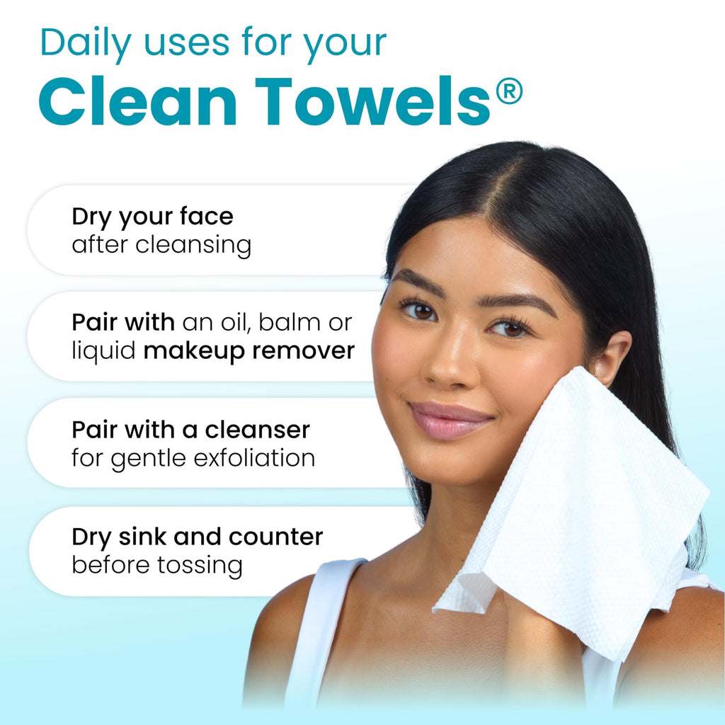 Clean Skin Club Clean Towels XL® Original 50 Ct + Healthy Aging 10ct Travel Pack Duo, 100% USDA Biobased Disposable Face Towels, Makeup Remover Dry Wipes, Ultra Soft, Smooths Fine Lines & Wrinkles - Jansha Store