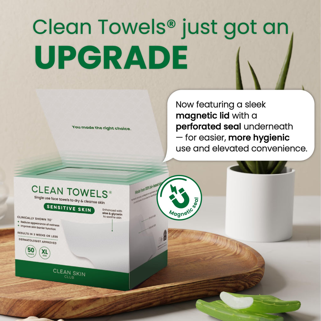 Clean Skin Club Clean Towels XL® Original 50 Ct + Healthy Aging 10ct Travel Pack Duo, 100% USDA Biobased Disposable Face Towels, Makeup Remover Dry Wipes, Ultra Soft, Smooths Fine Lines & Wrinkles - Jansha Store