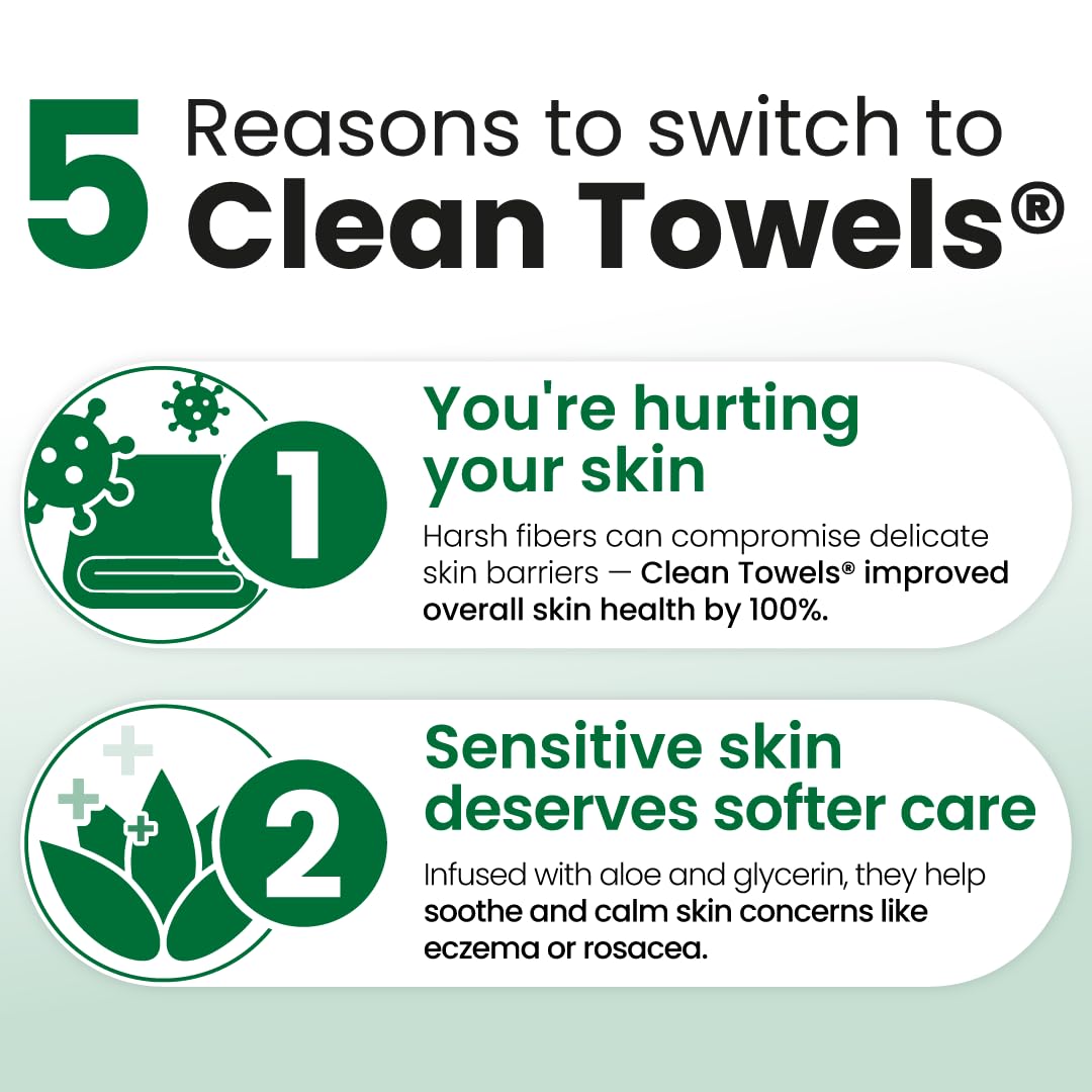 Clean Skin Club Clean Towels XL® Original 50 Ct + Healthy Aging 10ct Travel Pack Duo, 100% USDA Biobased Disposable Face Towels, Makeup Remover Dry Wipes, Ultra Soft, Smooths Fine Lines & Wrinkles - Jansha Store