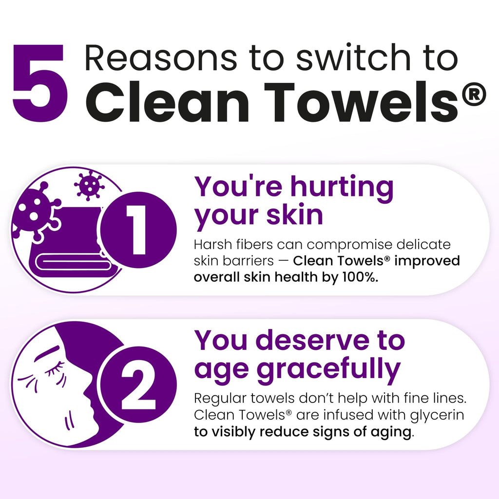 Clean Skin Club Clean Towels XL® Original 50 Ct + Healthy Aging 10ct Travel Pack Duo, 100% USDA Biobased Disposable Face Towels, Makeup Remover Dry Wipes, Ultra Soft, Smooths Fine Lines & Wrinkles - Jansha Store