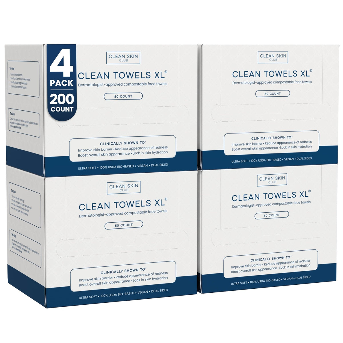 Clean Skin Club Clean Towels XL® Original 50 Ct + Healthy Aging 10ct Travel Pack Duo, 100% USDA Biobased Disposable Face Towels, Makeup Remover Dry Wipes, Ultra Soft, Smooths Fine Lines & Wrinkles - Jansha Store