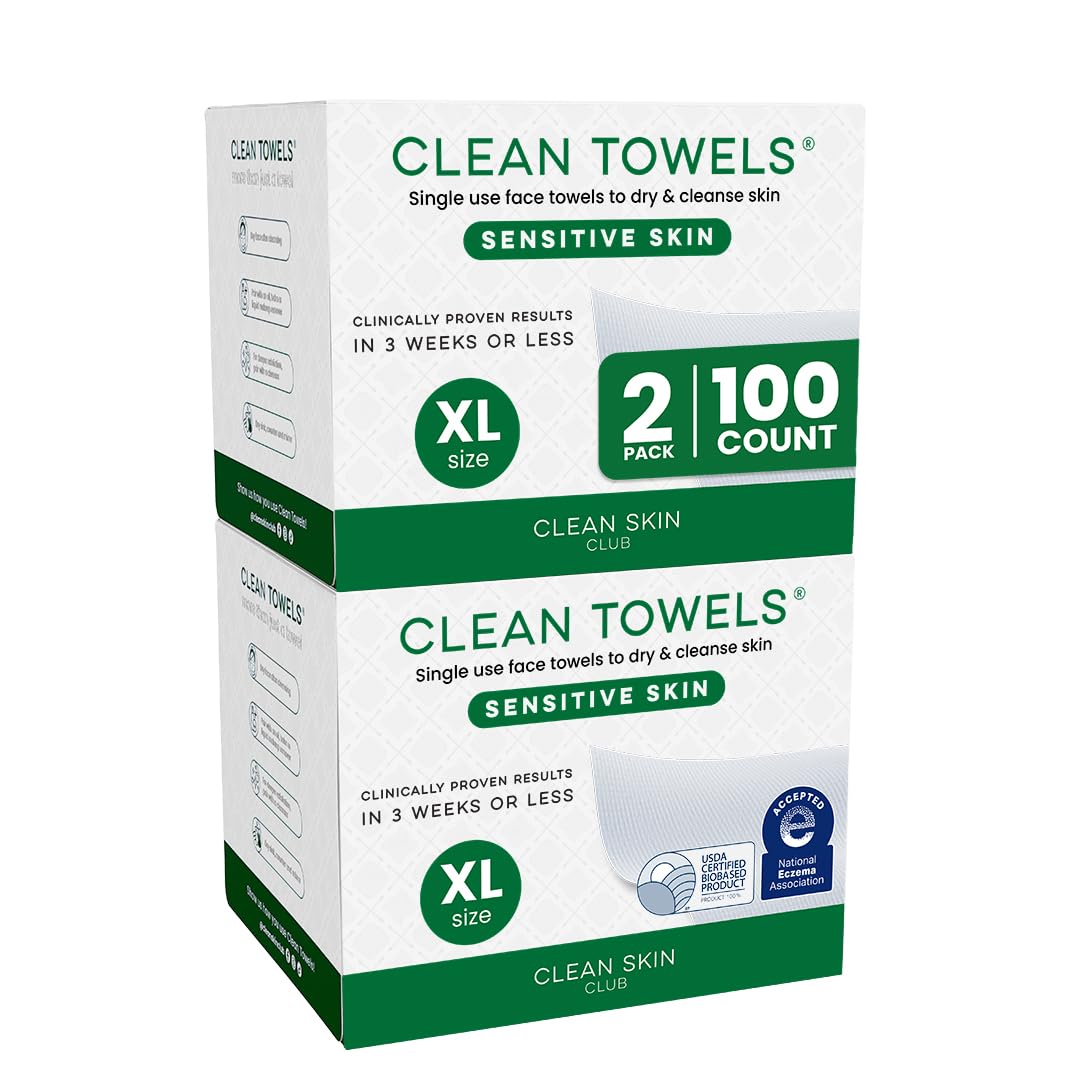 Clean Skin Club Clean Towels XL® Original 50 Ct + Healthy Aging 10ct Travel Pack Duo, 100% USDA Biobased Disposable Face Towels, Makeup Remover Dry Wipes, Ultra Soft, Smooths Fine Lines & Wrinkles - Jansha Store