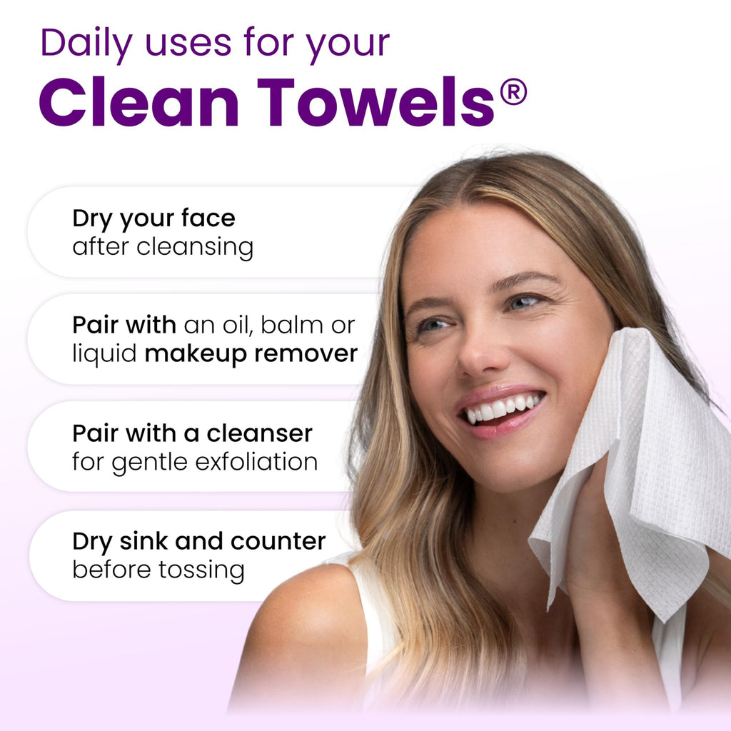Clean Skin Club Clean Towels XL® Original 50 Ct + Healthy Aging 10ct Travel Pack Duo, 100% USDA Biobased Disposable Face Towels, Makeup Remover Dry Wipes, Ultra Soft, Smooths Fine Lines & Wrinkles - Jansha Store