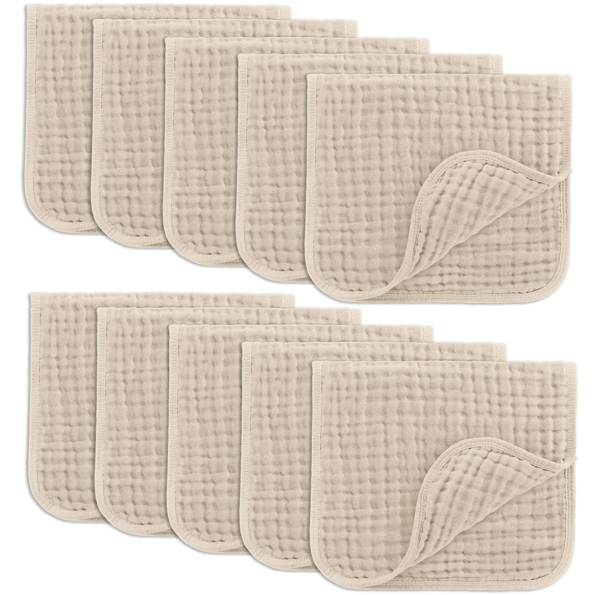Comfy Cubs Muslin Burp Cloths 20x10" 6 Pack, Baby Burp Cloths - Cream - Jansha Store