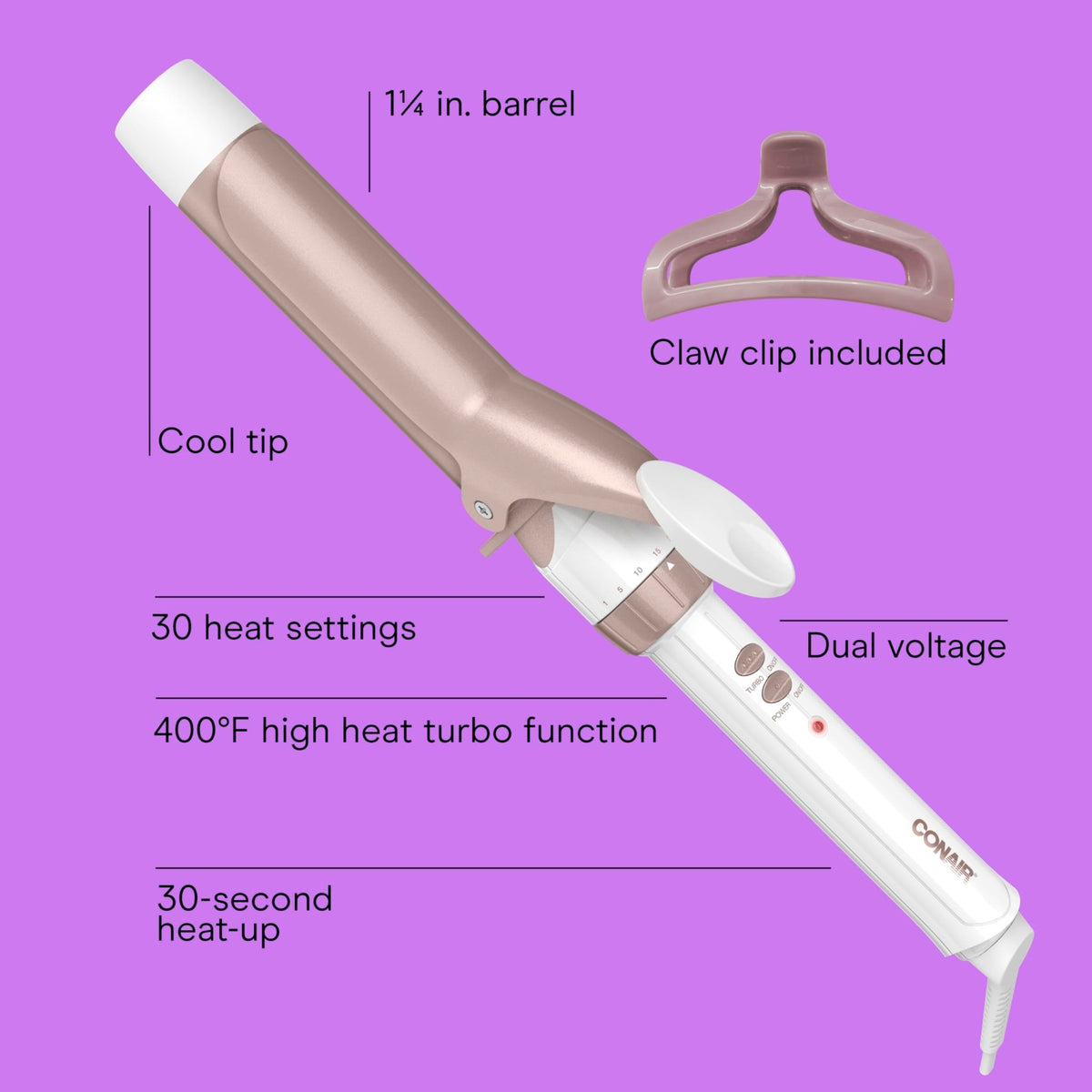 Conair Curling Iron, Double Ceramic, 1/2-in. Barrel, White/Rose Gold - Jansha Store