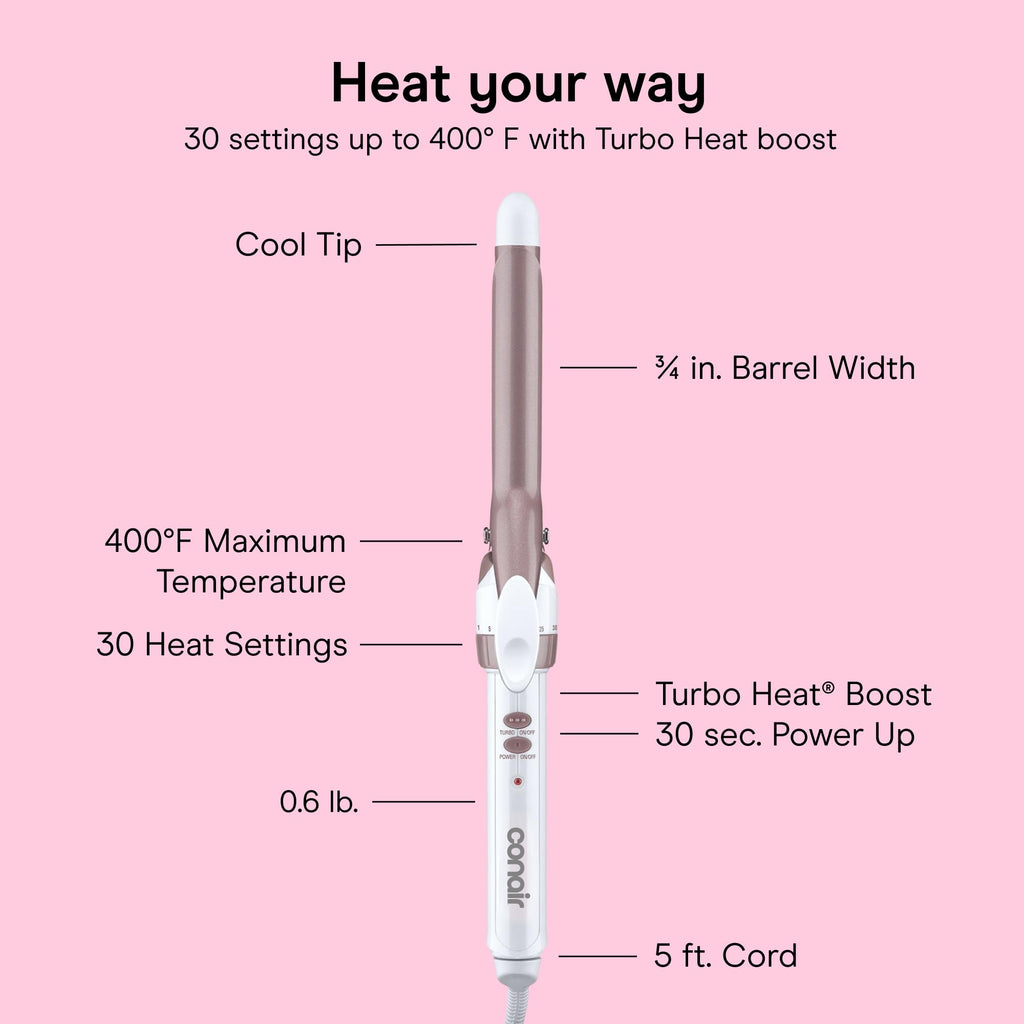 Conair Curling Iron, Double Ceramic, 1/2-in. Barrel, White/Rose Gold - Jansha Store