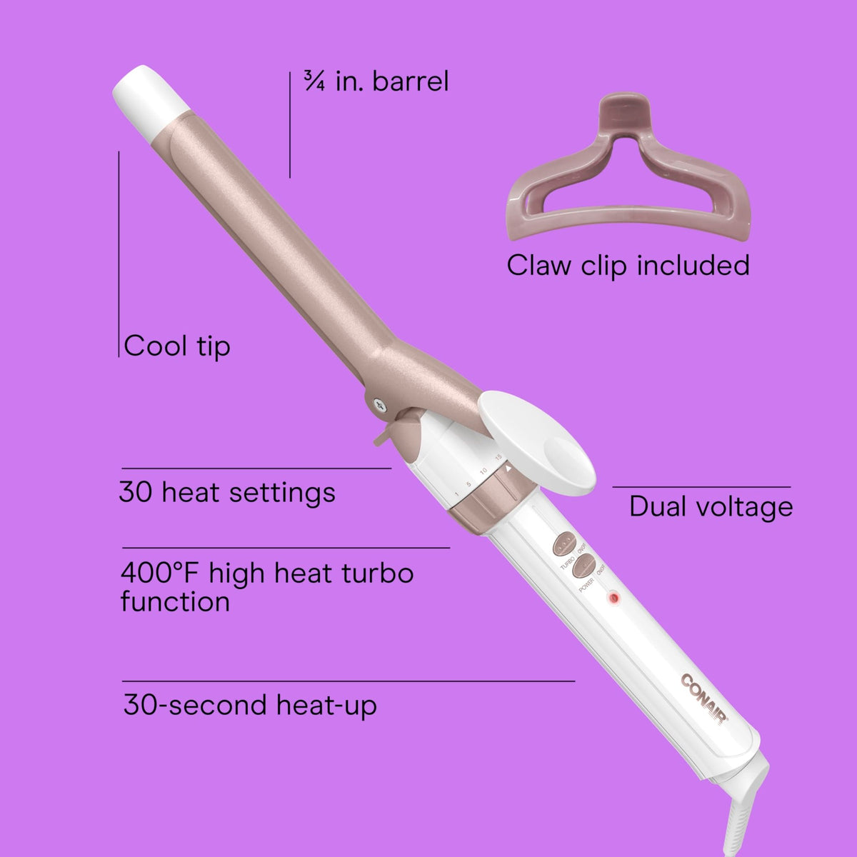 Conair Curling Iron, Double Ceramic, 1/2-in. Barrel, White/Rose Gold - Jansha Store