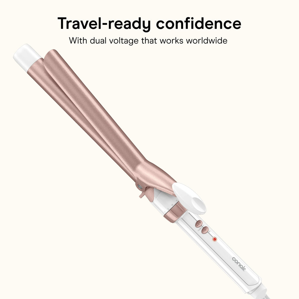 Conair Curling Iron, Double Ceramic, 1/2-in. Barrel, White/Rose Gold - Jansha Store