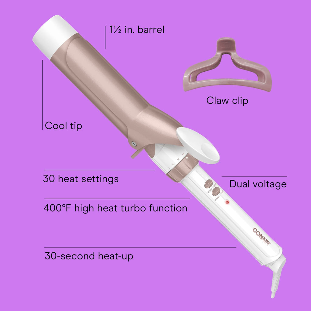 Conair Curling Iron, Double Ceramic, 1/2-in. Barrel, White/Rose Gold - Jansha Store
