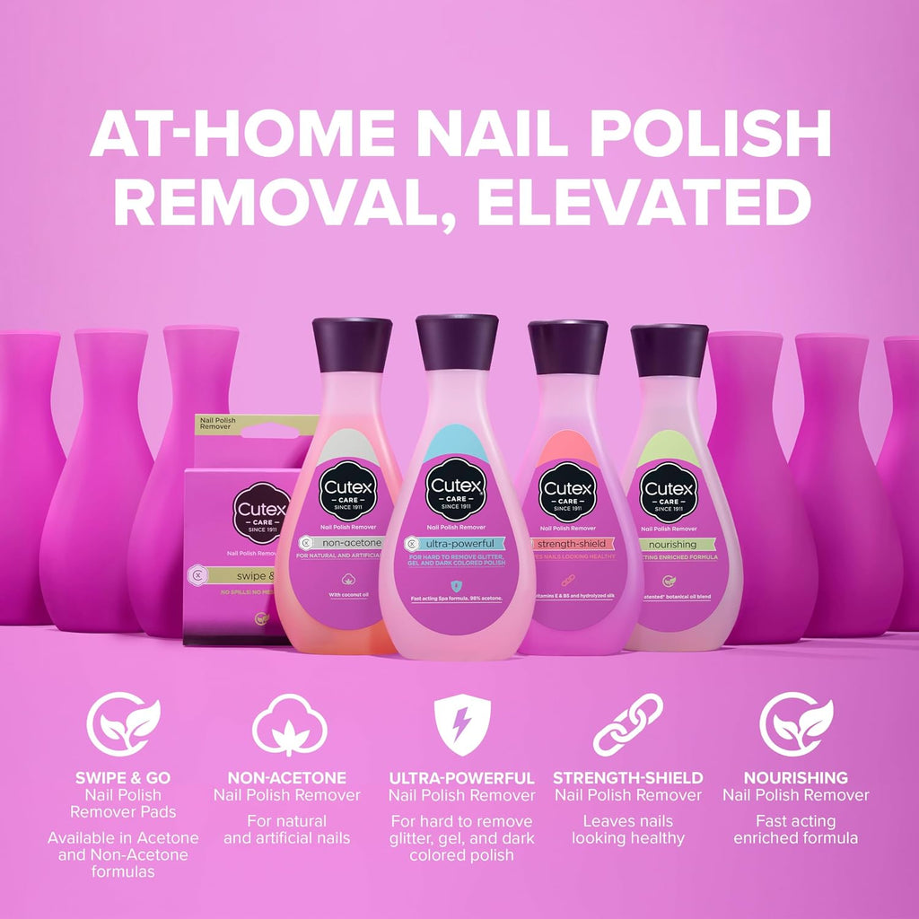 Cutex Nail Polish Remover, Strength Shield, Leaves Nails Looking Healthy, Contains Vitamins E, B5 & Hydrolyzed Silk, 6.76 Fl Oz - Jansha Store