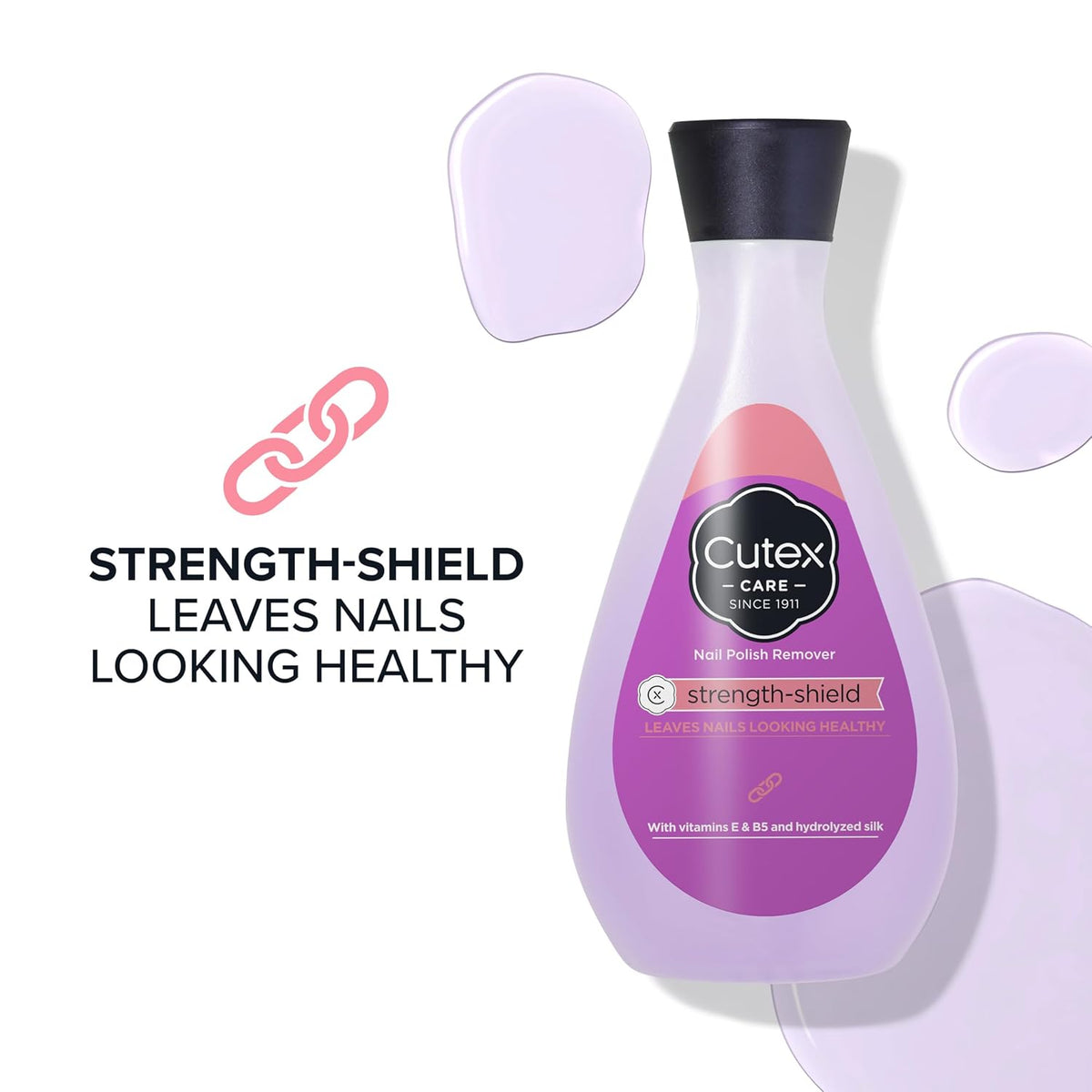 Cutex Nail Polish Remover, Strength Shield, Leaves Nails Looking Healthy, Contains Vitamins E, B5 & Hydrolyzed Silk, 6.76 Fl Oz - Jansha Store