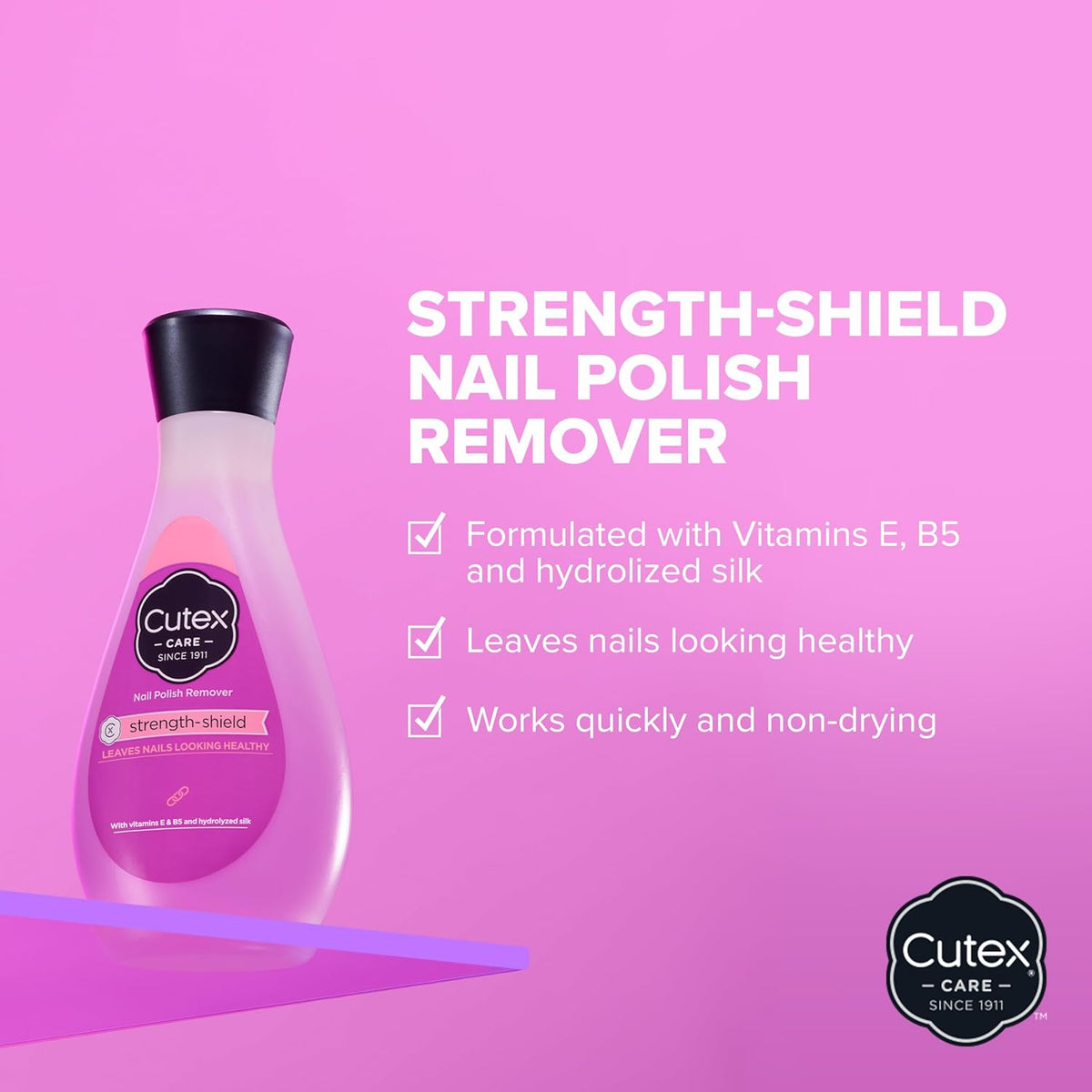 Cutex Nail Polish Remover, Strength Shield, Leaves Nails Looking Healthy, Contains Vitamins E, B5 & Hydrolyzed Silk, 6.76 Fl Oz - Jansha Store