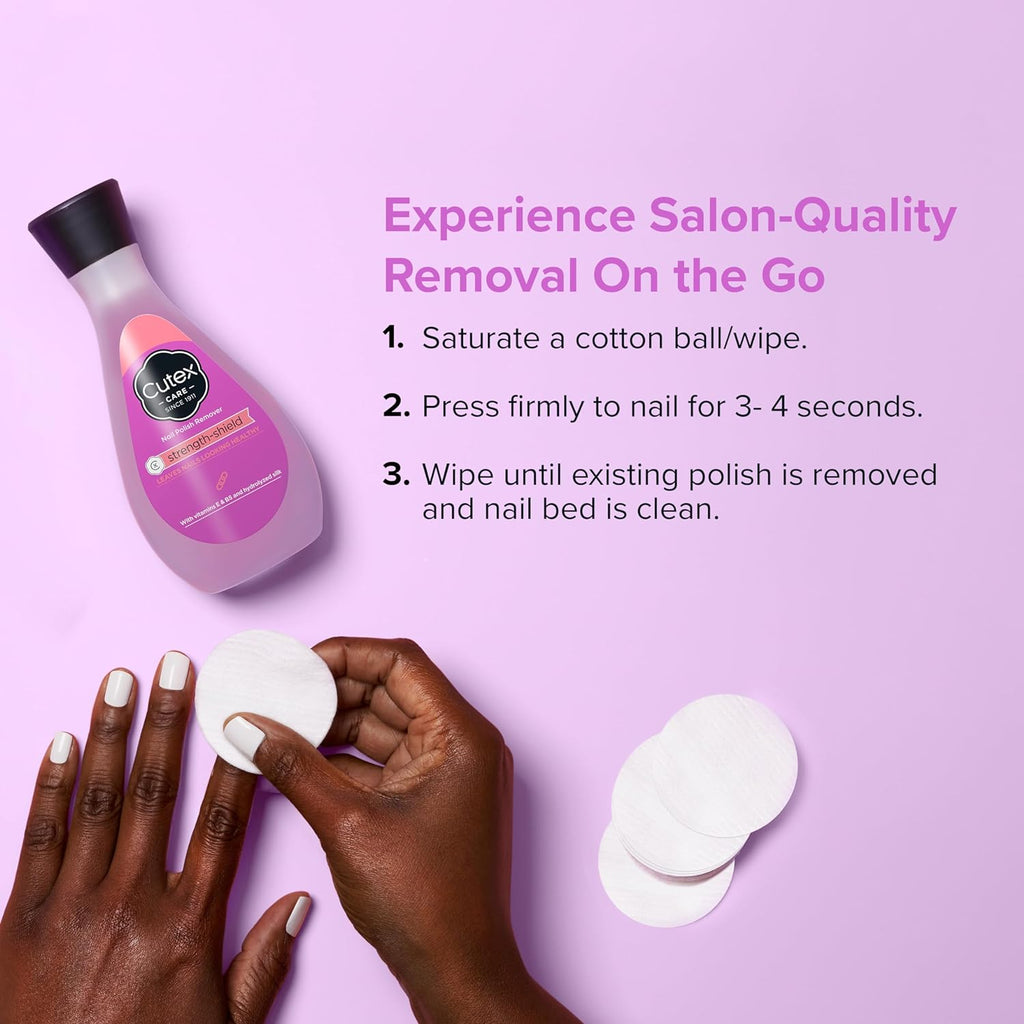 Cutex Nail Polish Remover, Strength Shield, Leaves Nails Looking Healthy, Contains Vitamins E, B5 & Hydrolyzed Silk, 6.76 Fl Oz - Jansha Store
