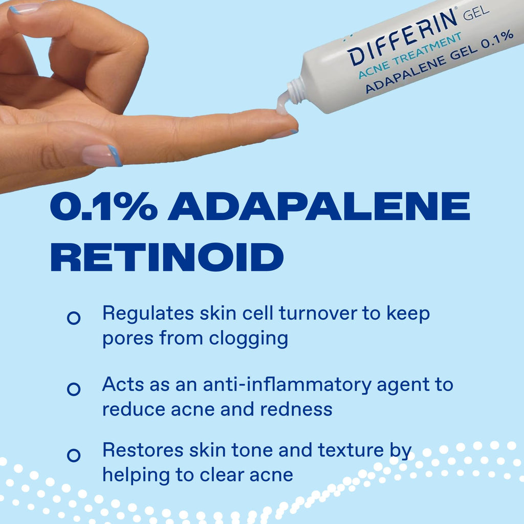 Differin Acne Retinoid Treatment Gel, 0.1% Adapalene, 15g Tube - Jansha Store