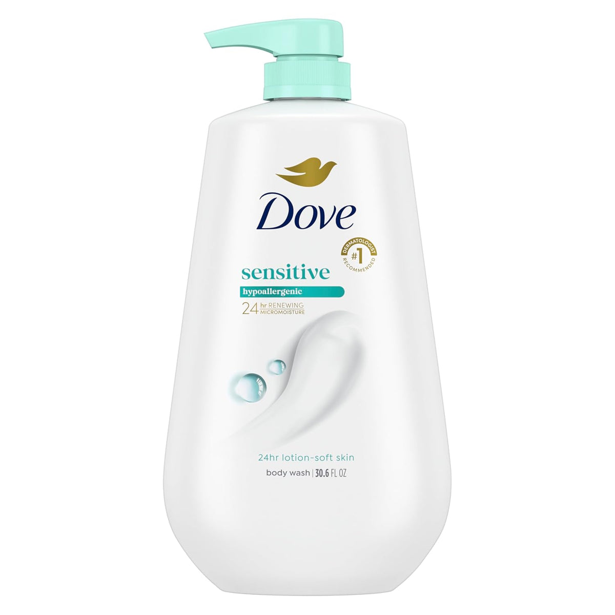 Dove Sensitive Skin Body Wash, 24hr Lotion-Soft Skin, 30.6 oz - Jansha Store
