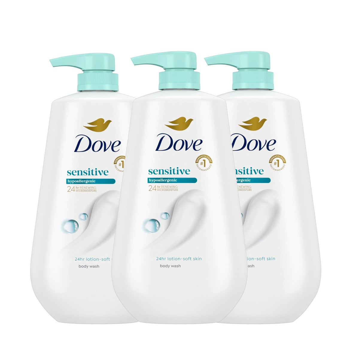 Dove Sensitive Skin Body Wash, 24hr Lotion-Soft Skin, 30.6 oz - Jansha Store