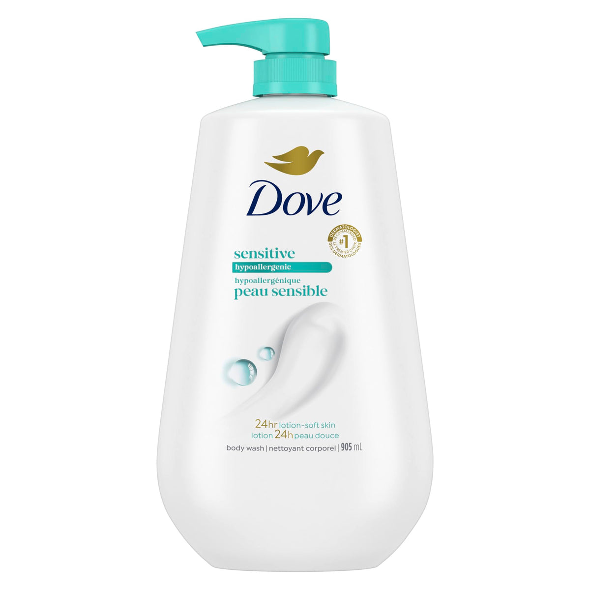 Dove Sensitive Skin Body Wash, 24hr Lotion-Soft Skin, 30.6 oz - Jansha Store