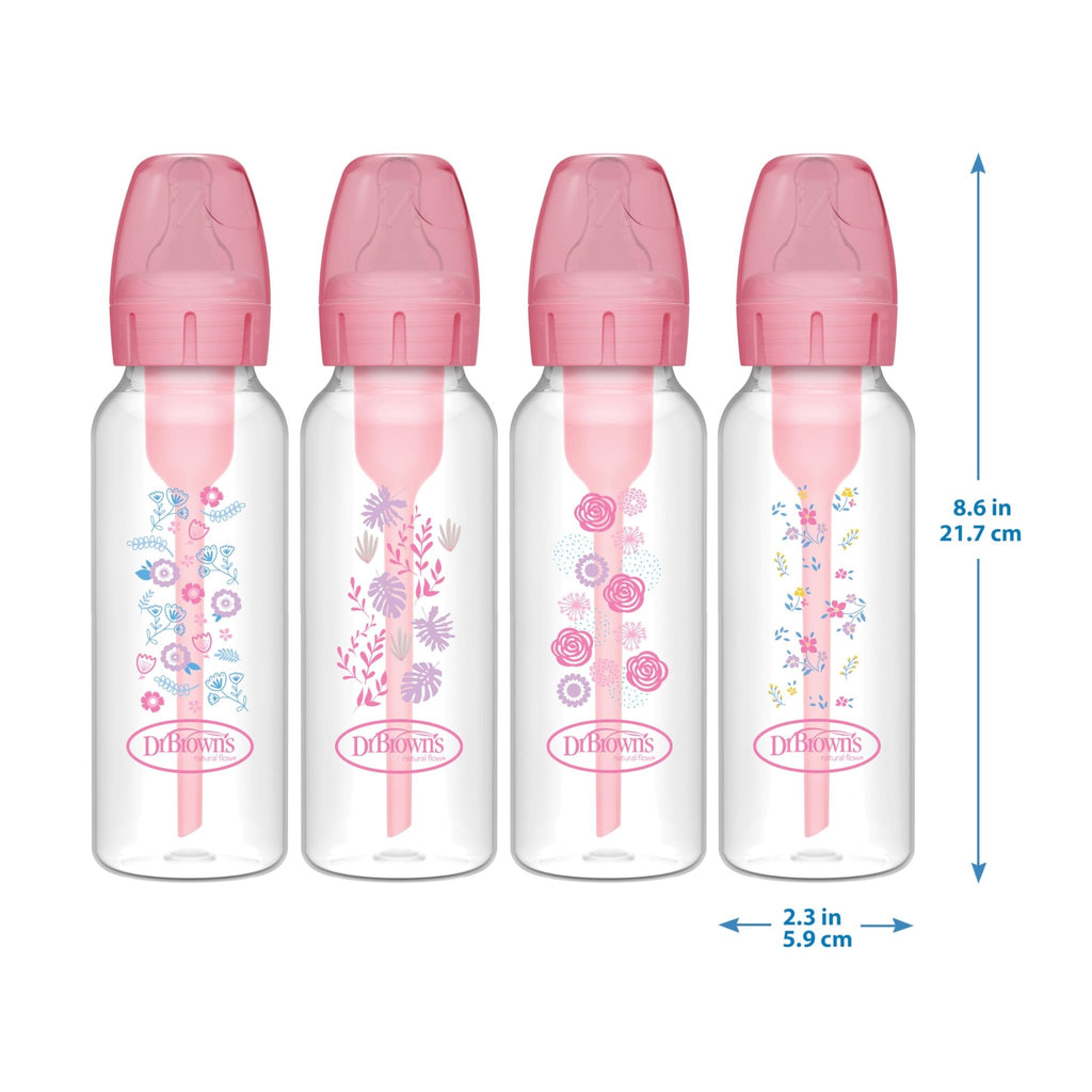 Dr. Brown's Anti-Colic Options+ Narrow Baby Bottle, Clear, 4 oz, 4-Pack - Jansha Store