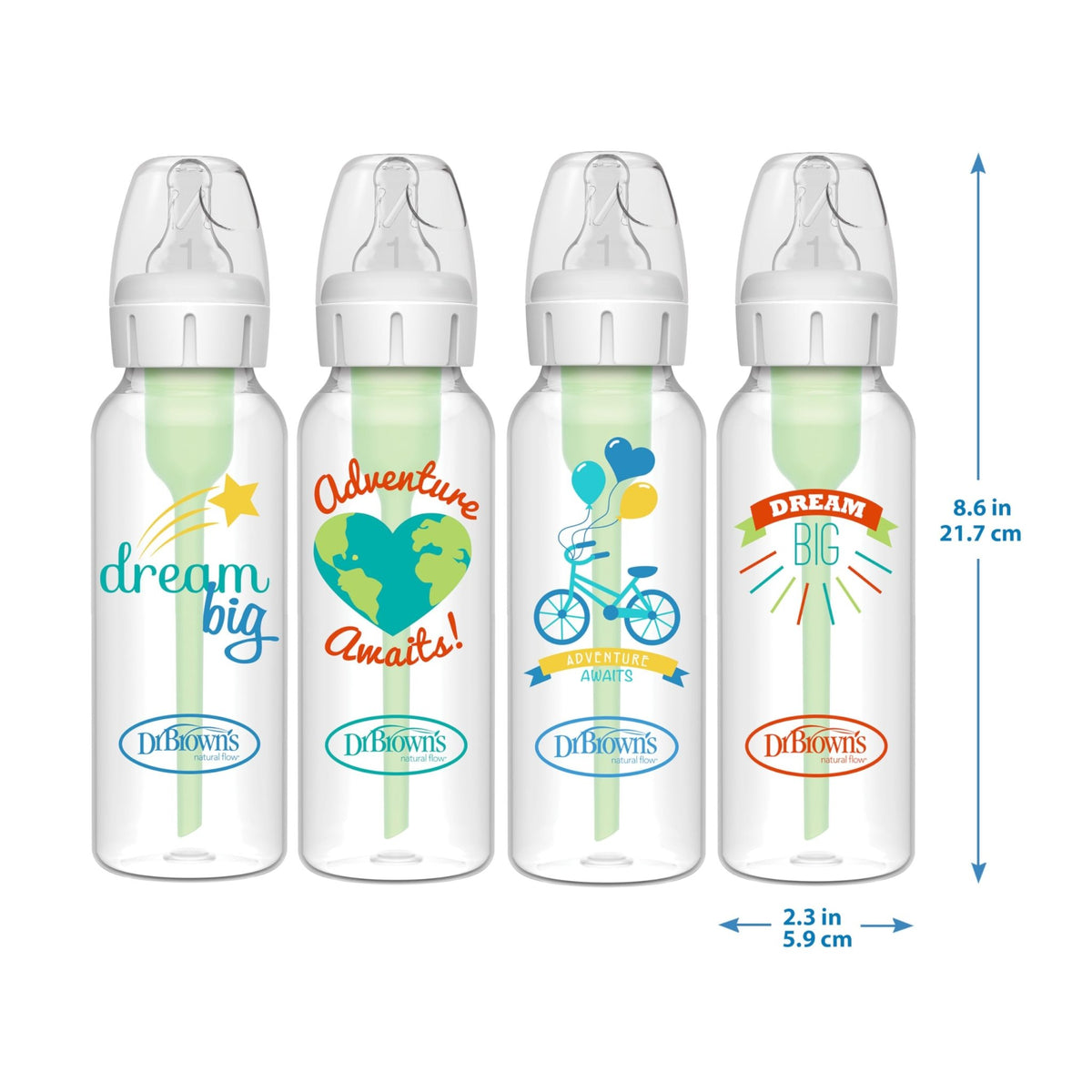 Dr. Brown's Anti-Colic Options+ Narrow Baby Bottle, Clear, 4 oz, 4-Pack - Jansha Store